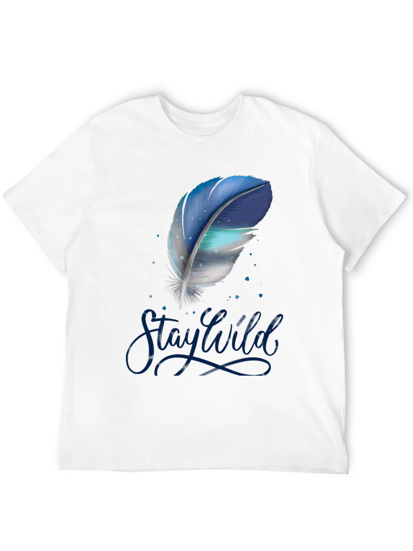 Stay Wild Feather Graphic Tee - Black Cotton T-Shirt