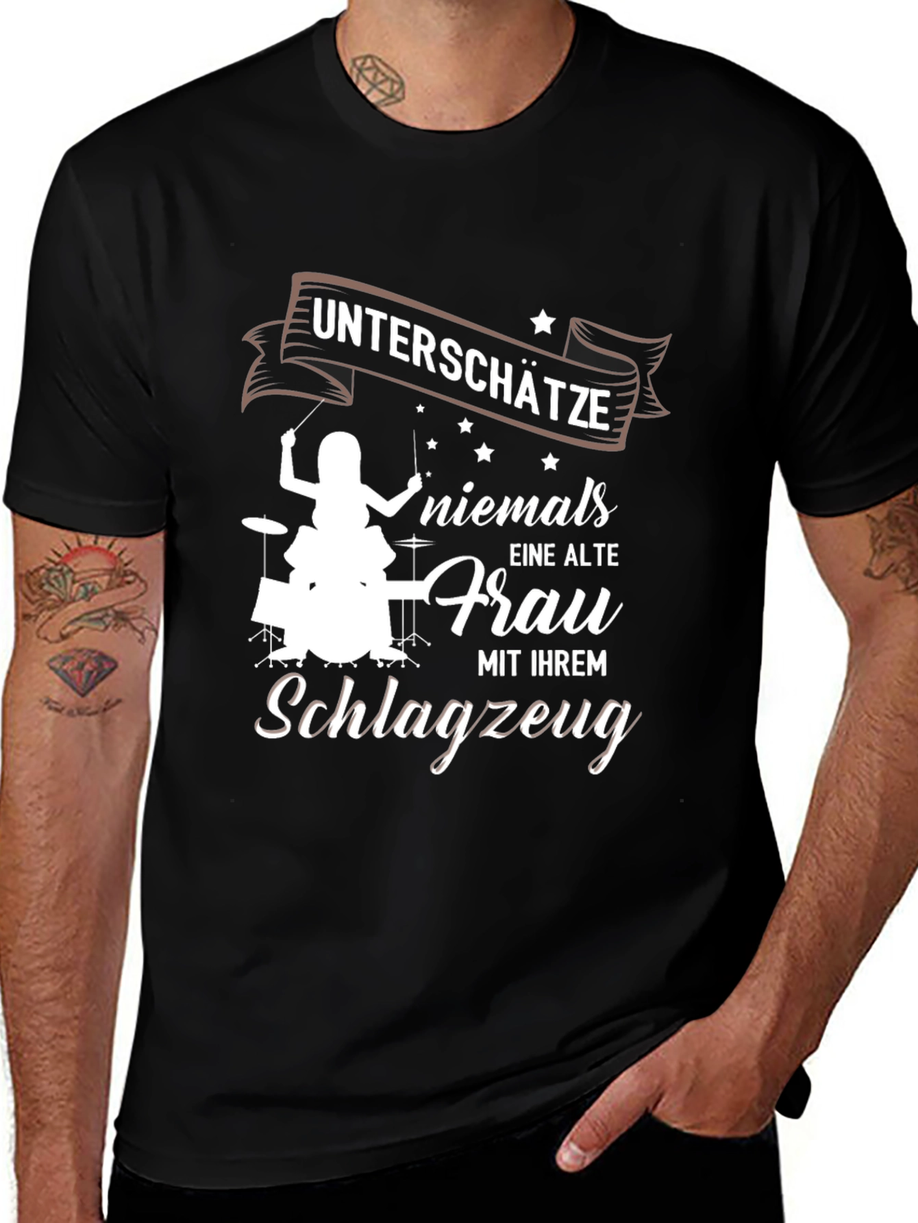 Unterschätze Niemals T-Shirt - Drummerin Design