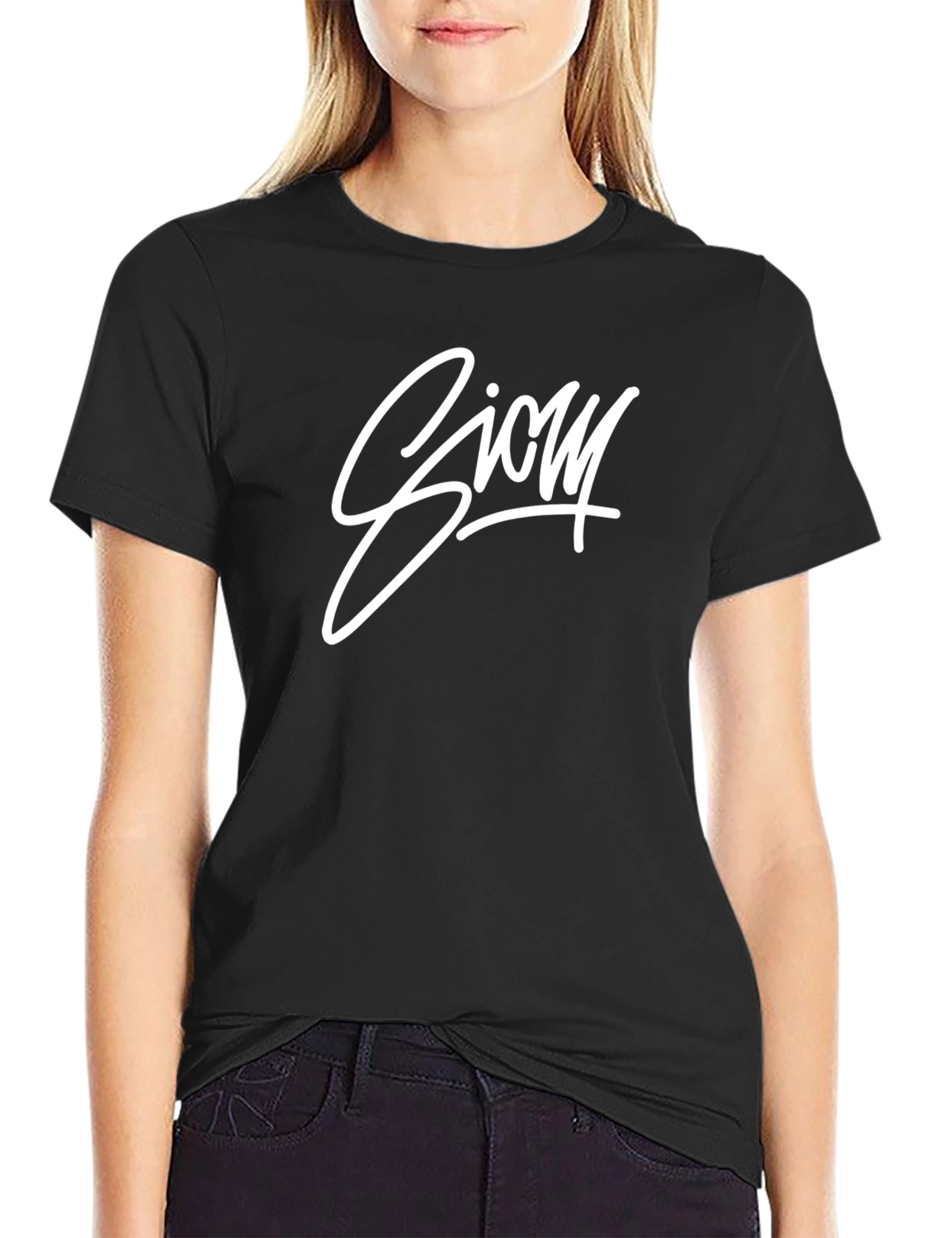 Stylish Black T-Shirt with White Glory Script Design