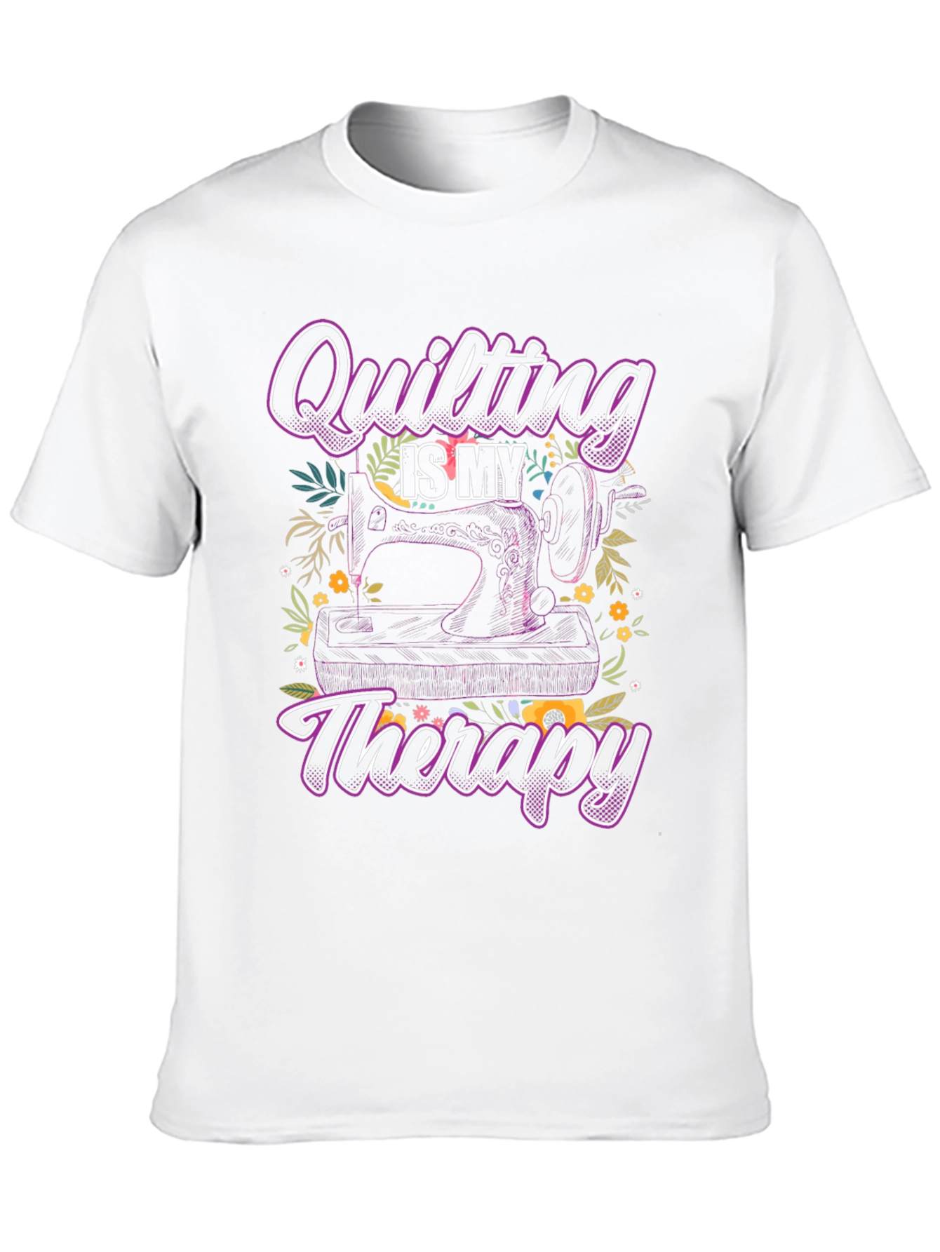 Quilting is My Therapy Black T-Shirt