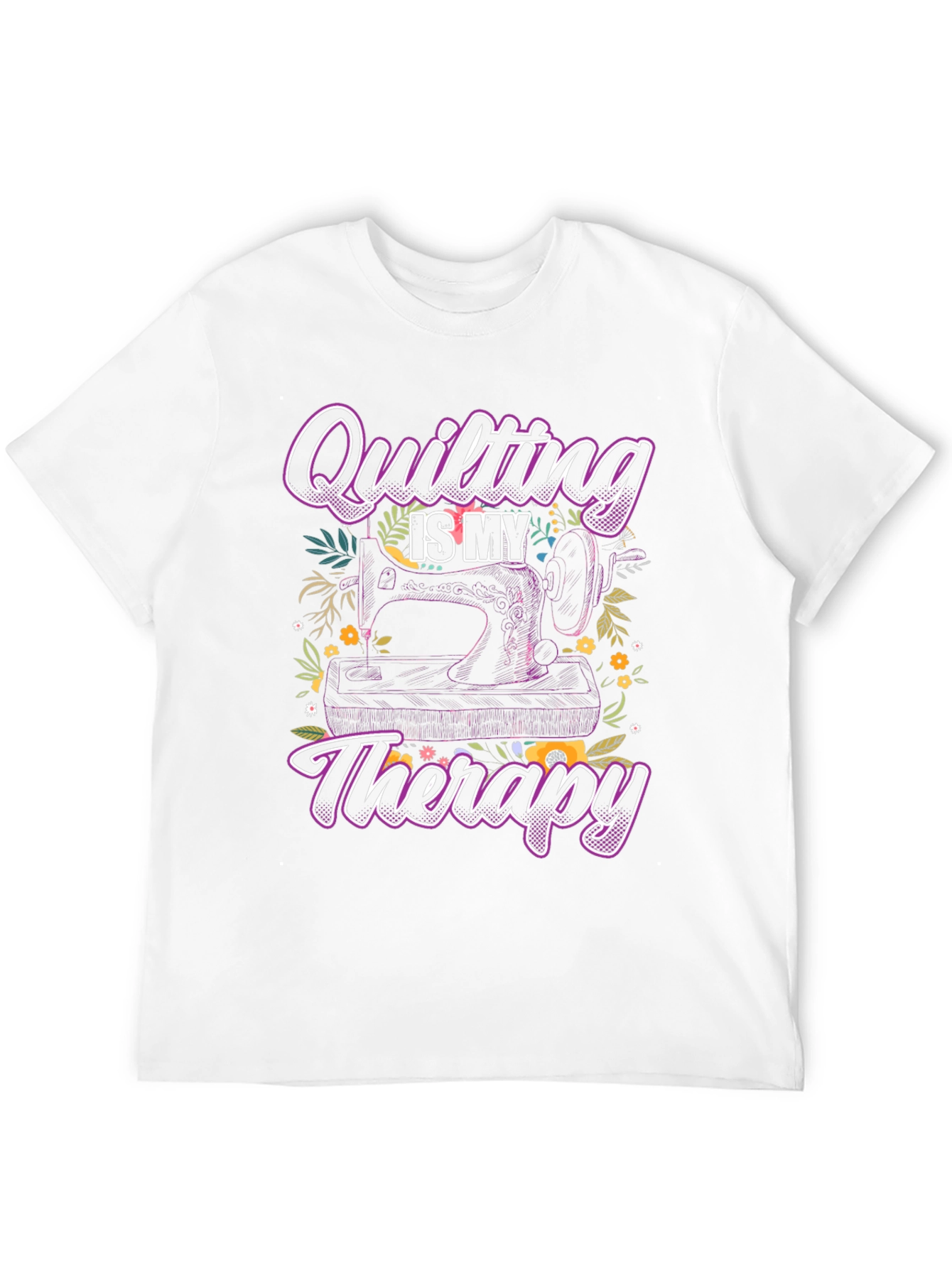 Quilting is My Therapy Black T-Shirt