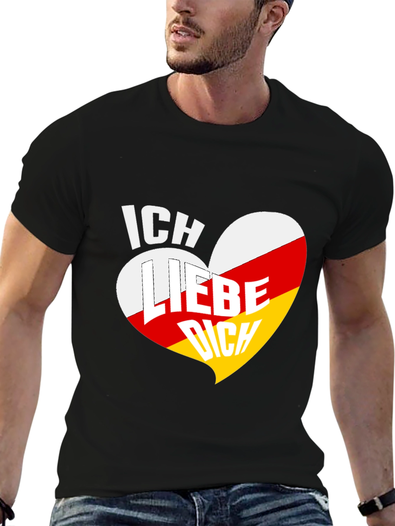 Ich Liebe Dich Heart Graphic Tee - Black