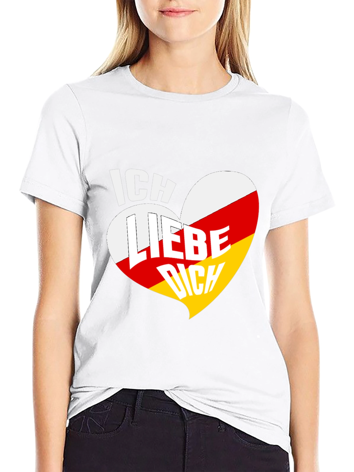 Ich Liebe Dich Heart Graphic Tee - Black