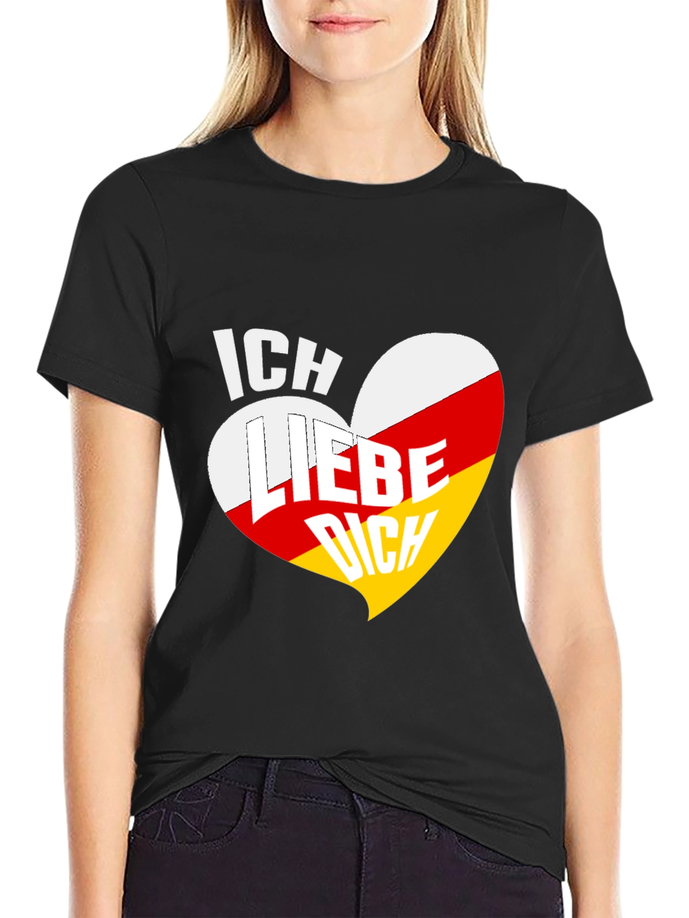 Ich Liebe Dich Heart Graphic Tee - Black