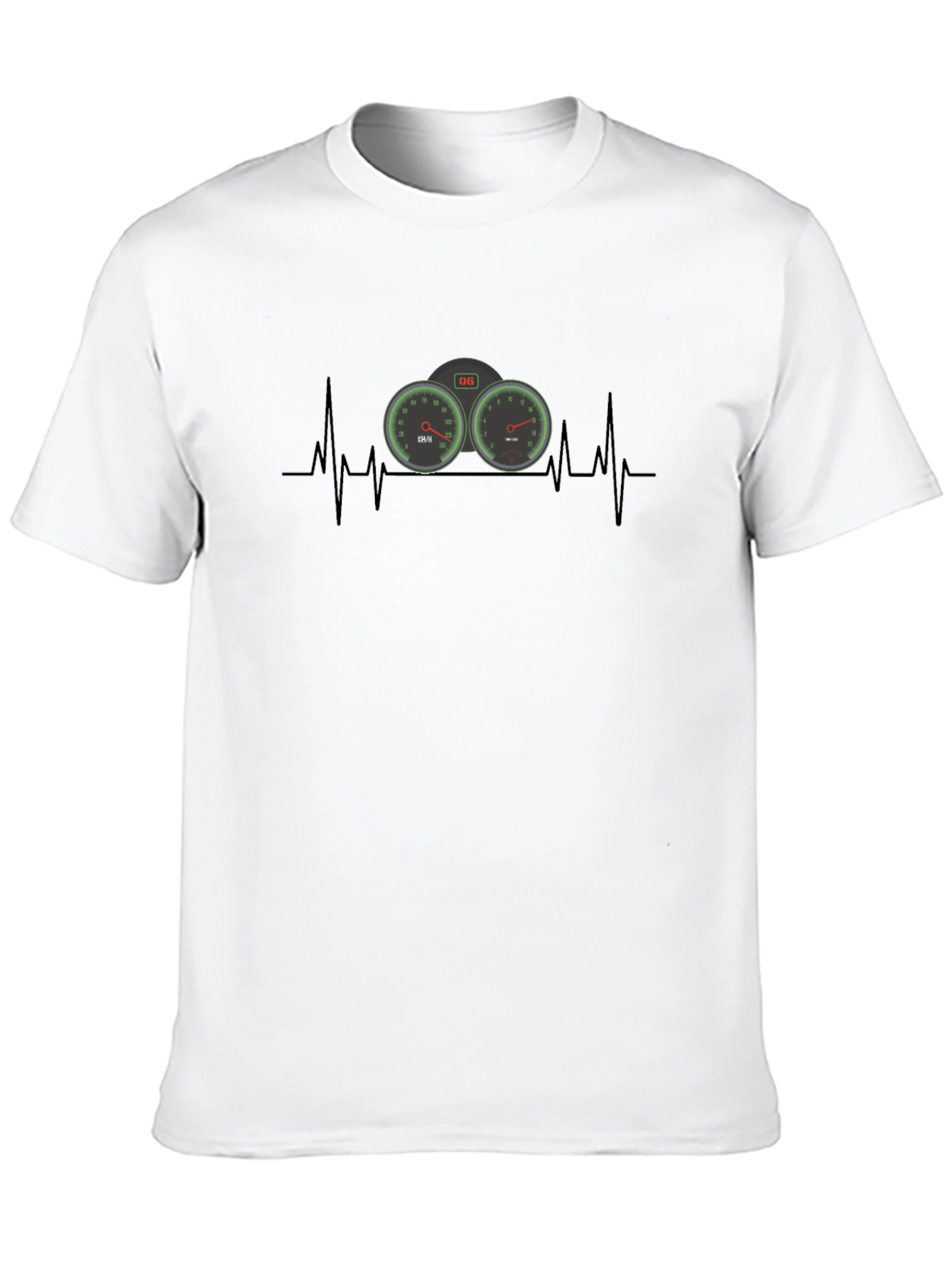 Heartbeat Speedometer Black T-Shirt - Automotive Enthusiast