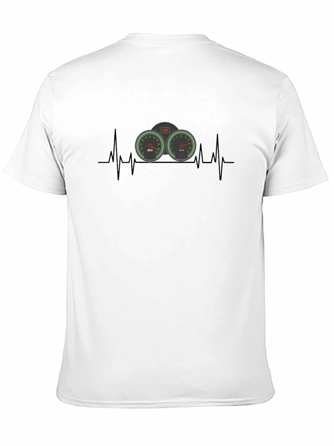 Heartbeat Speedometer Black T-Shirt - Automotive Enthusiast