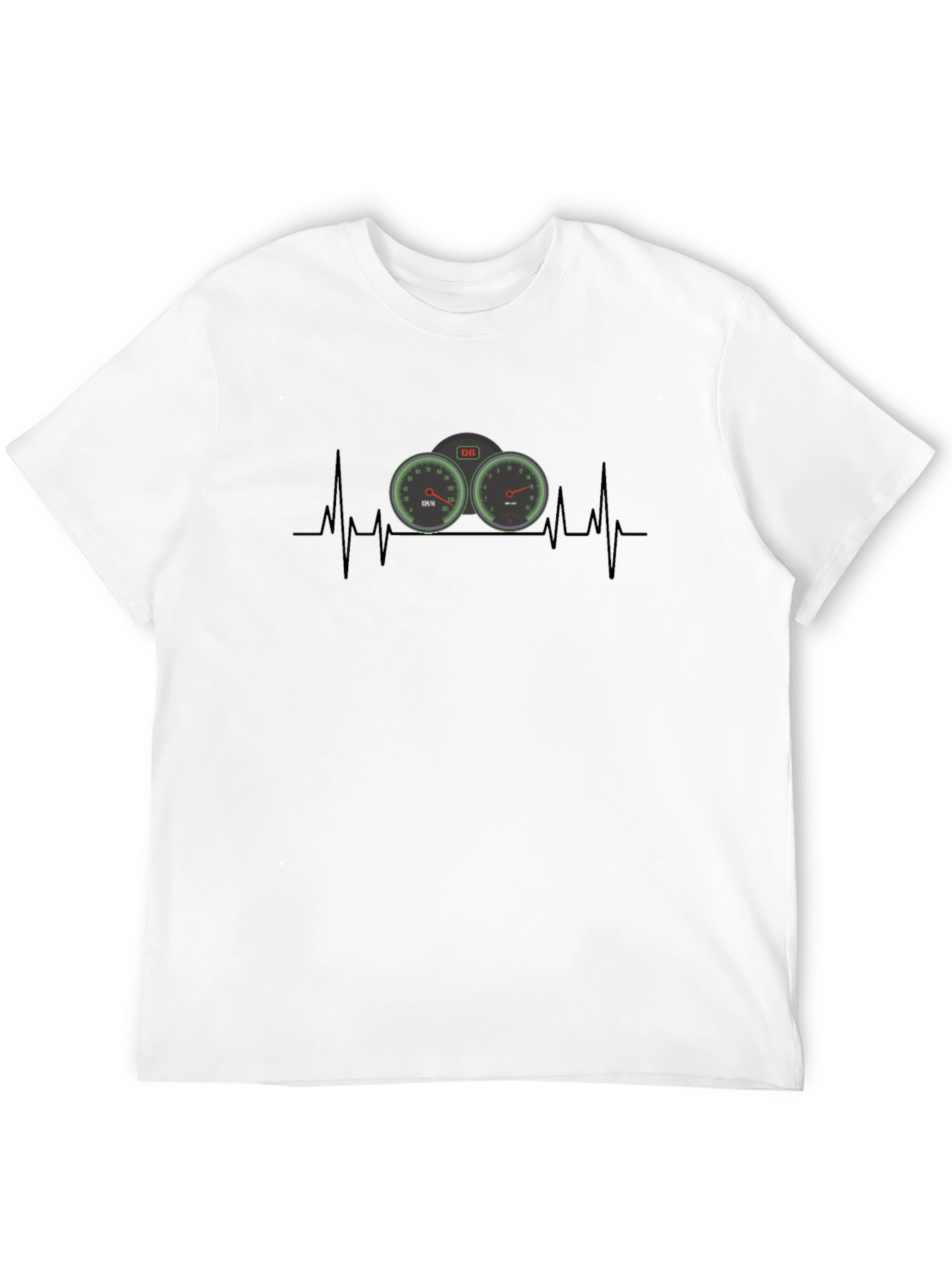 Heartbeat Speedometer Black T-Shirt - Automotive Enthusiast