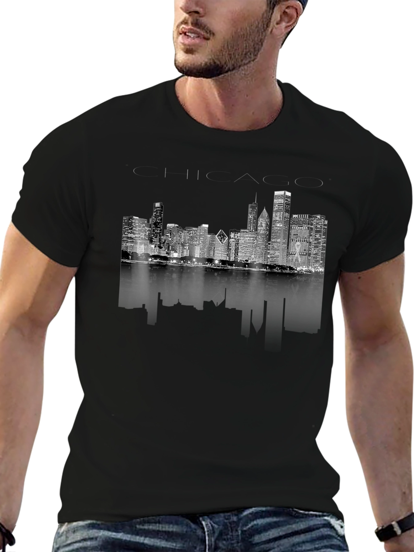 Chicago Skyline Black T-Shirt