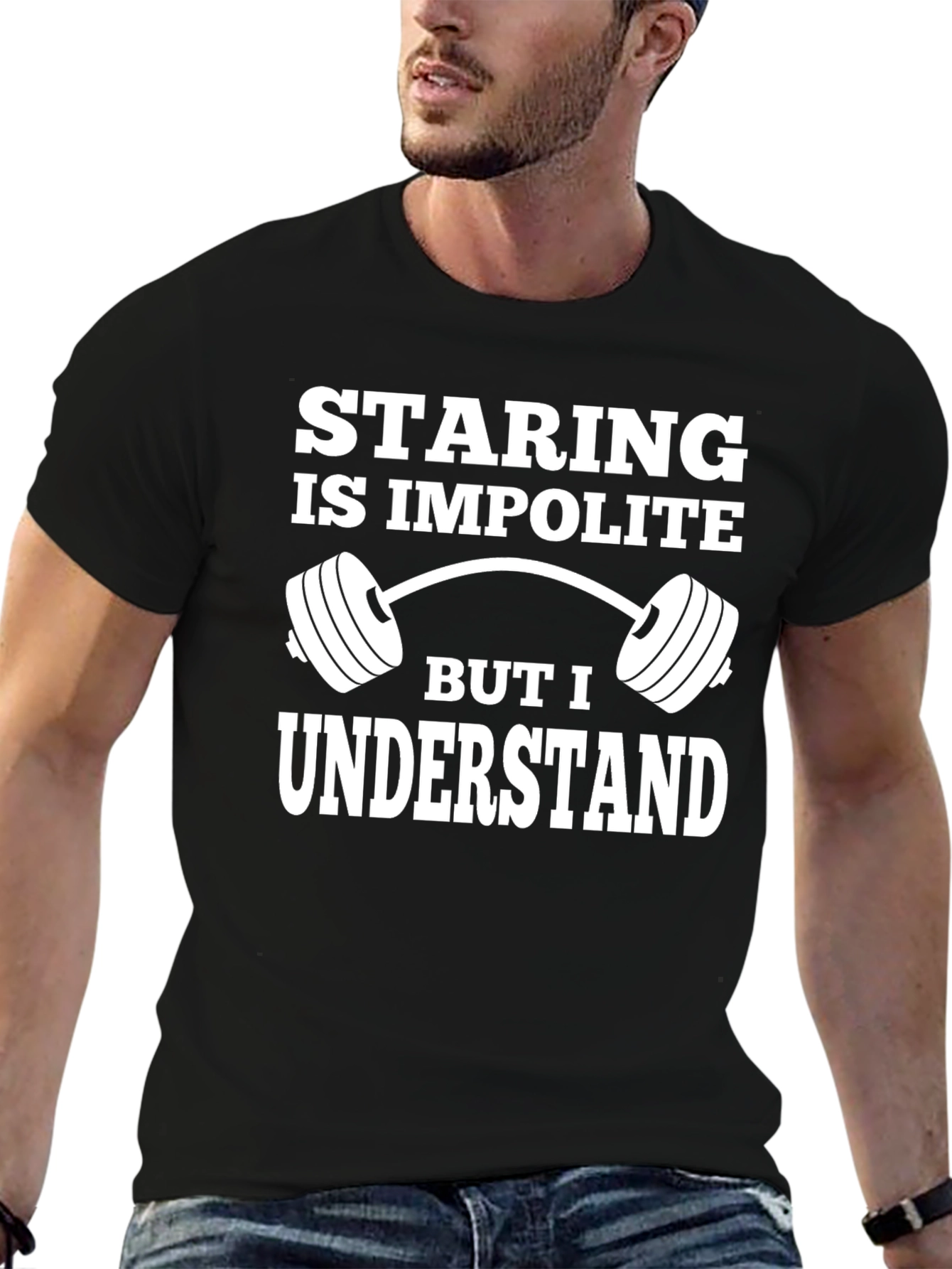 Staring is Impolite Graphic T-Shirt Gym Fitness Tee