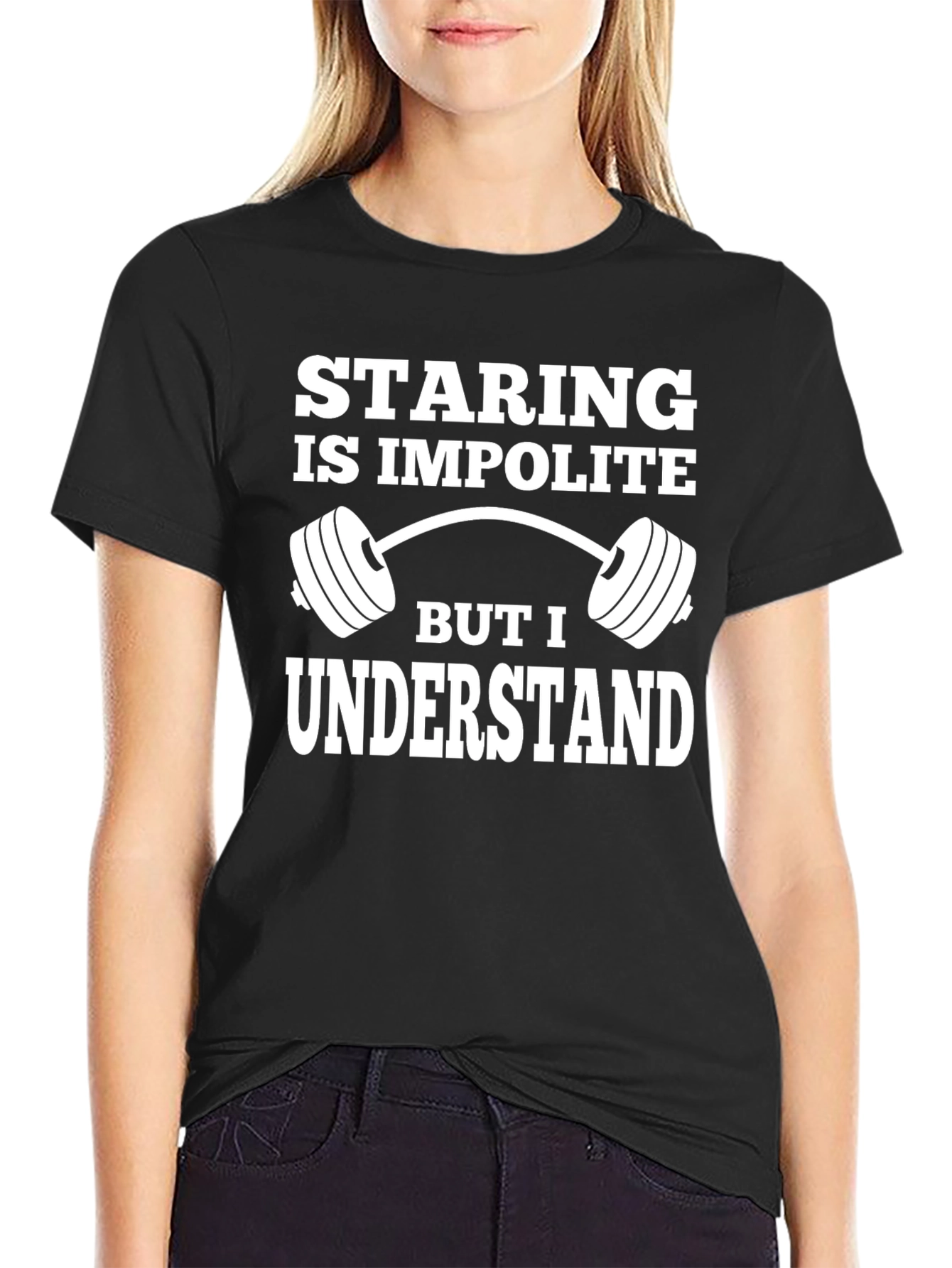 Staring is Impolite Graphic T-Shirt Gym Fitness Tee