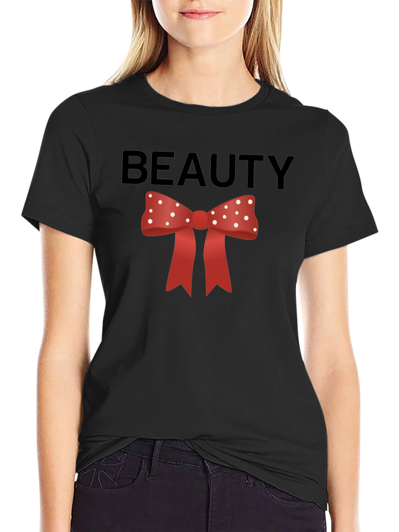 Beauty Bow Tie Graphic Tee - Stylish & Fun