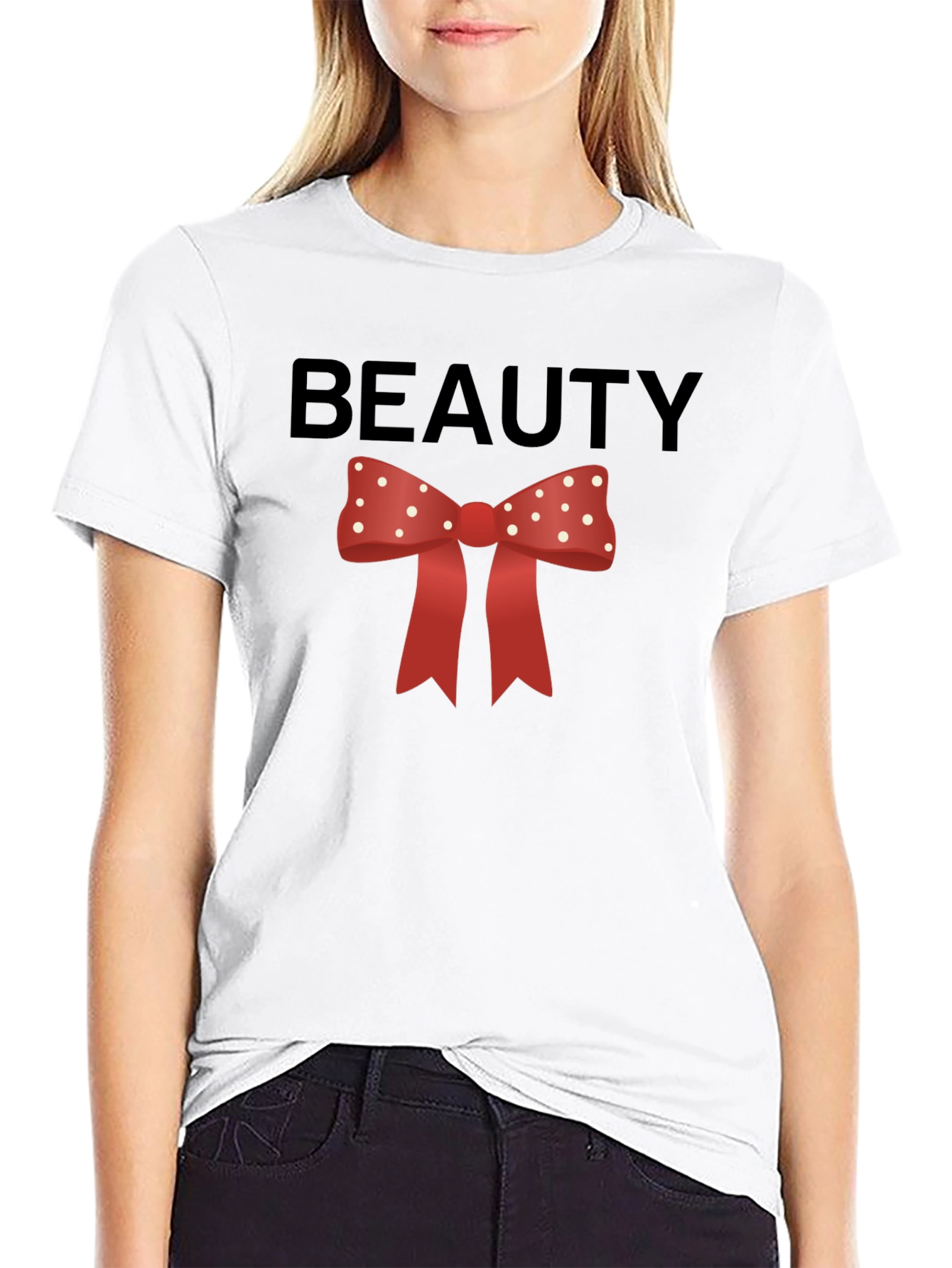 Beauty Bow Tie Graphic Tee - Stylish & Fun