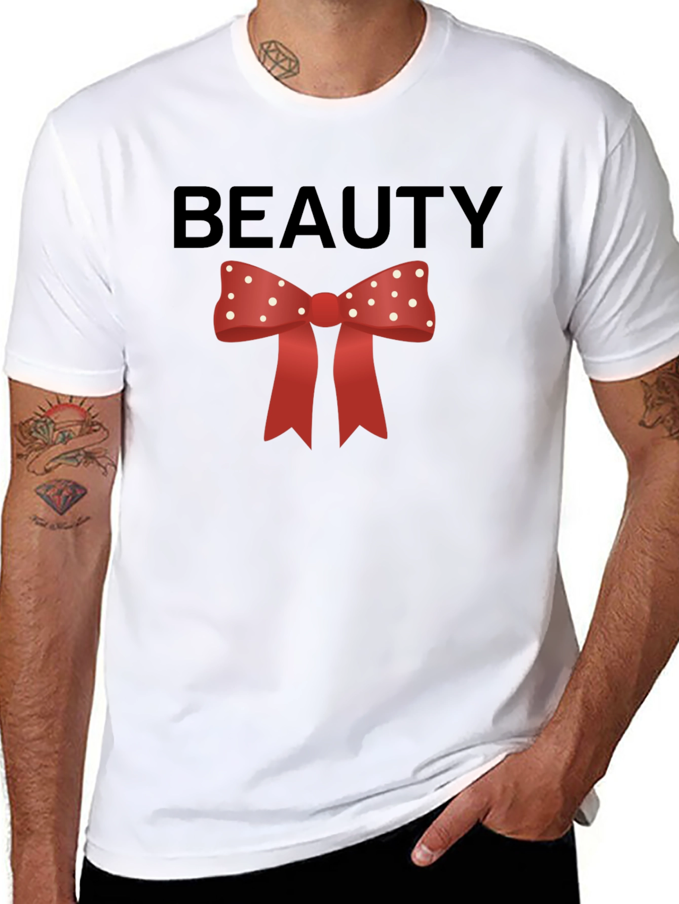 Beauty Bow Tie Graphic Tee - Stylish & Fun