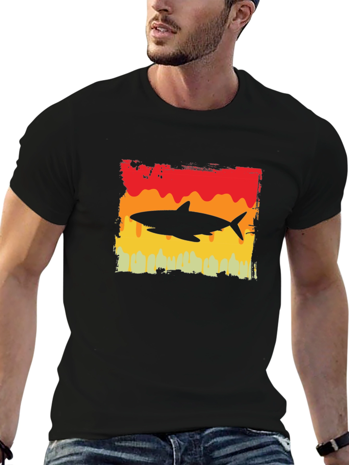 Retro Shark Graphic T-Shirt - Stylish Cotton Tee