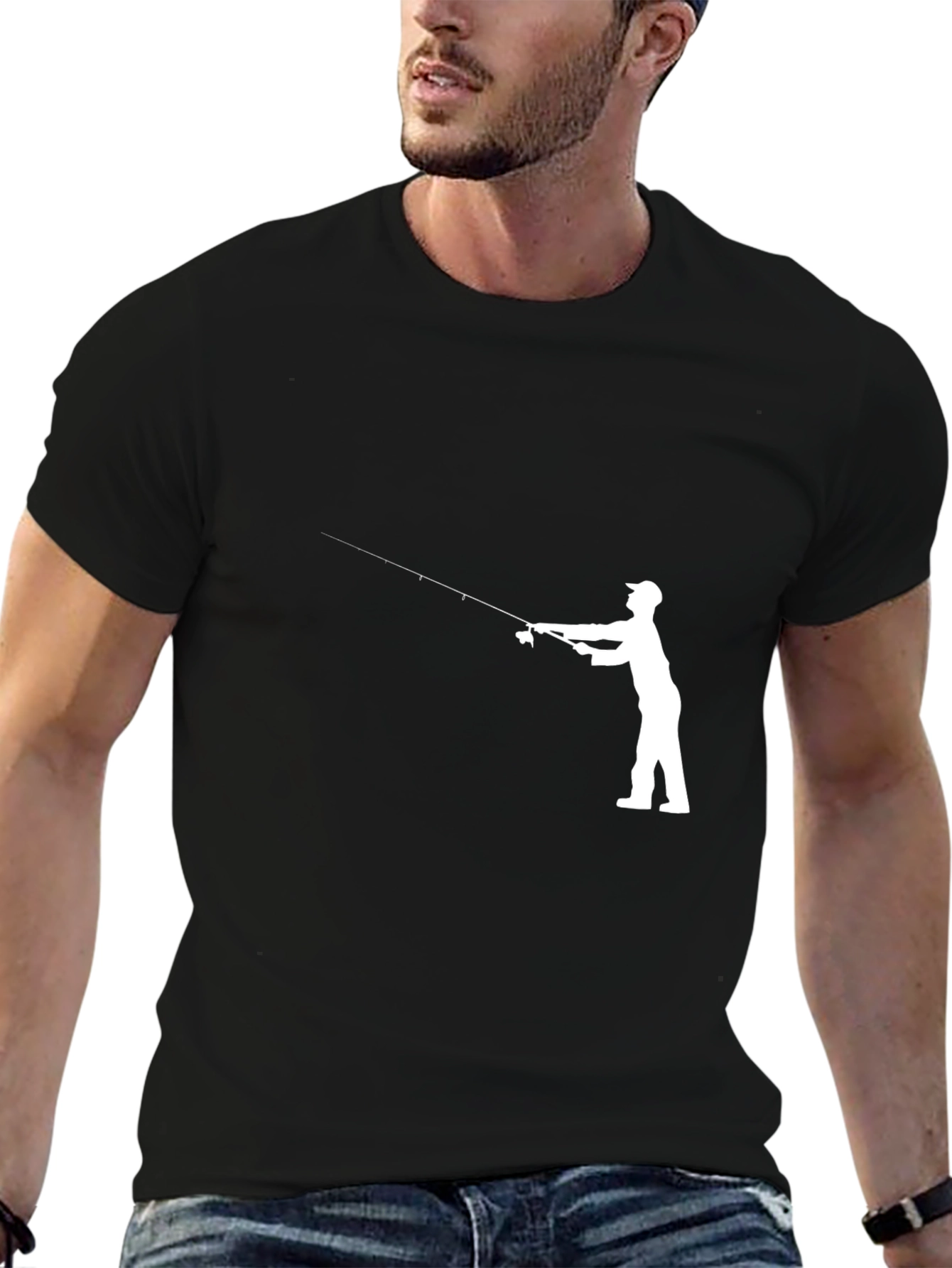 Fishing Silhouette Black T-Shirt