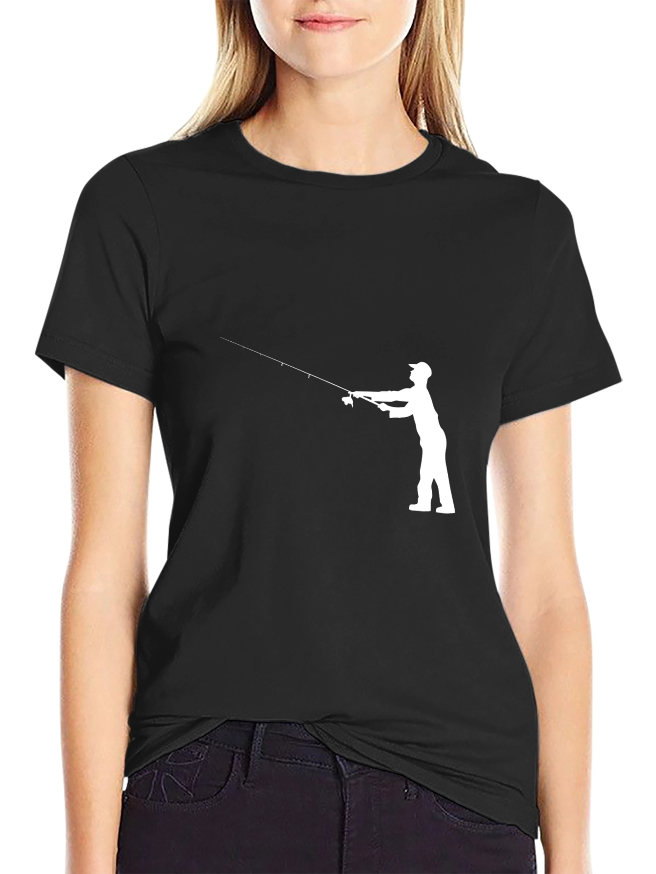 Fishing Silhouette Black T-Shirt