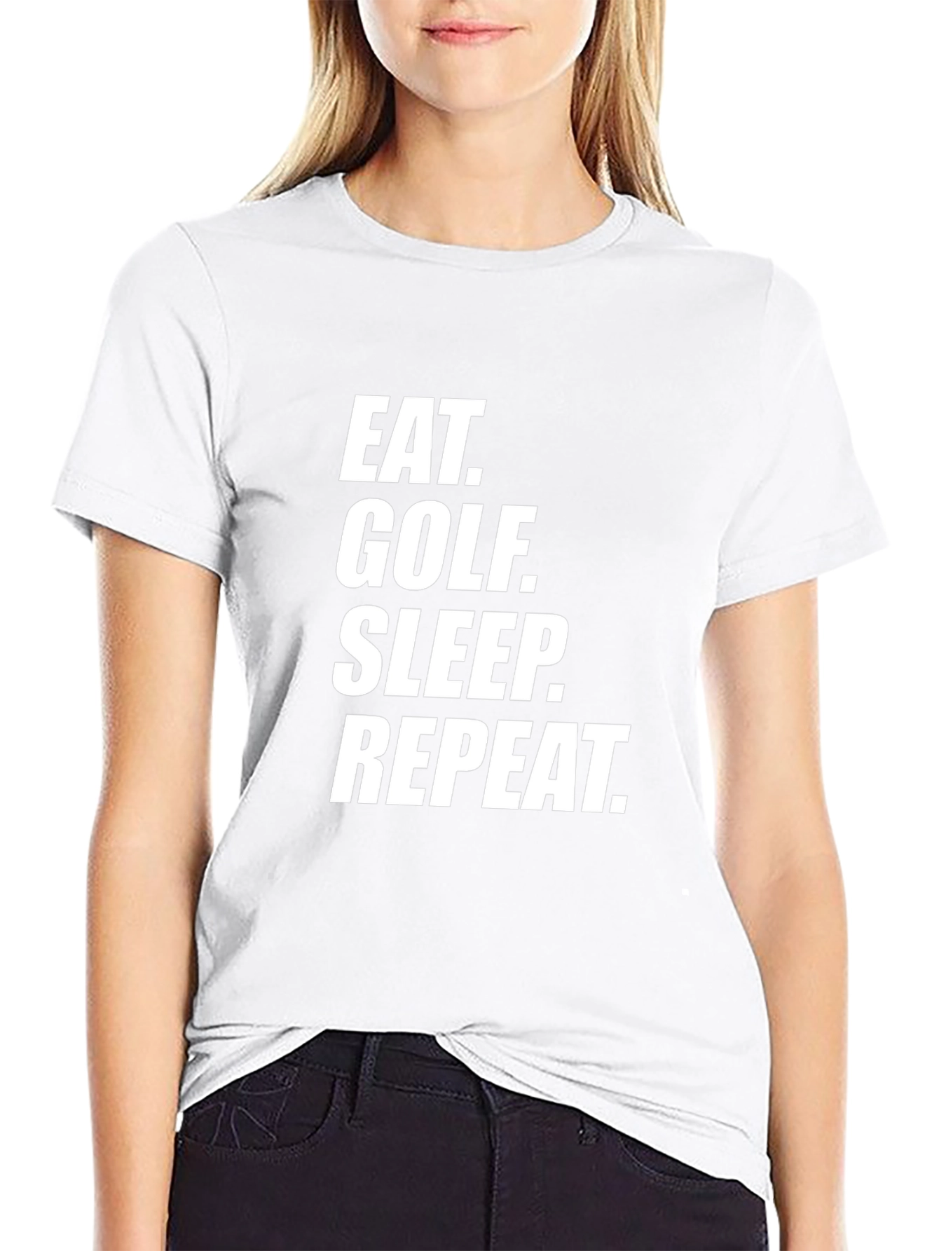 Eat Golf Sleep Repeat Black Graphic T-Shirt