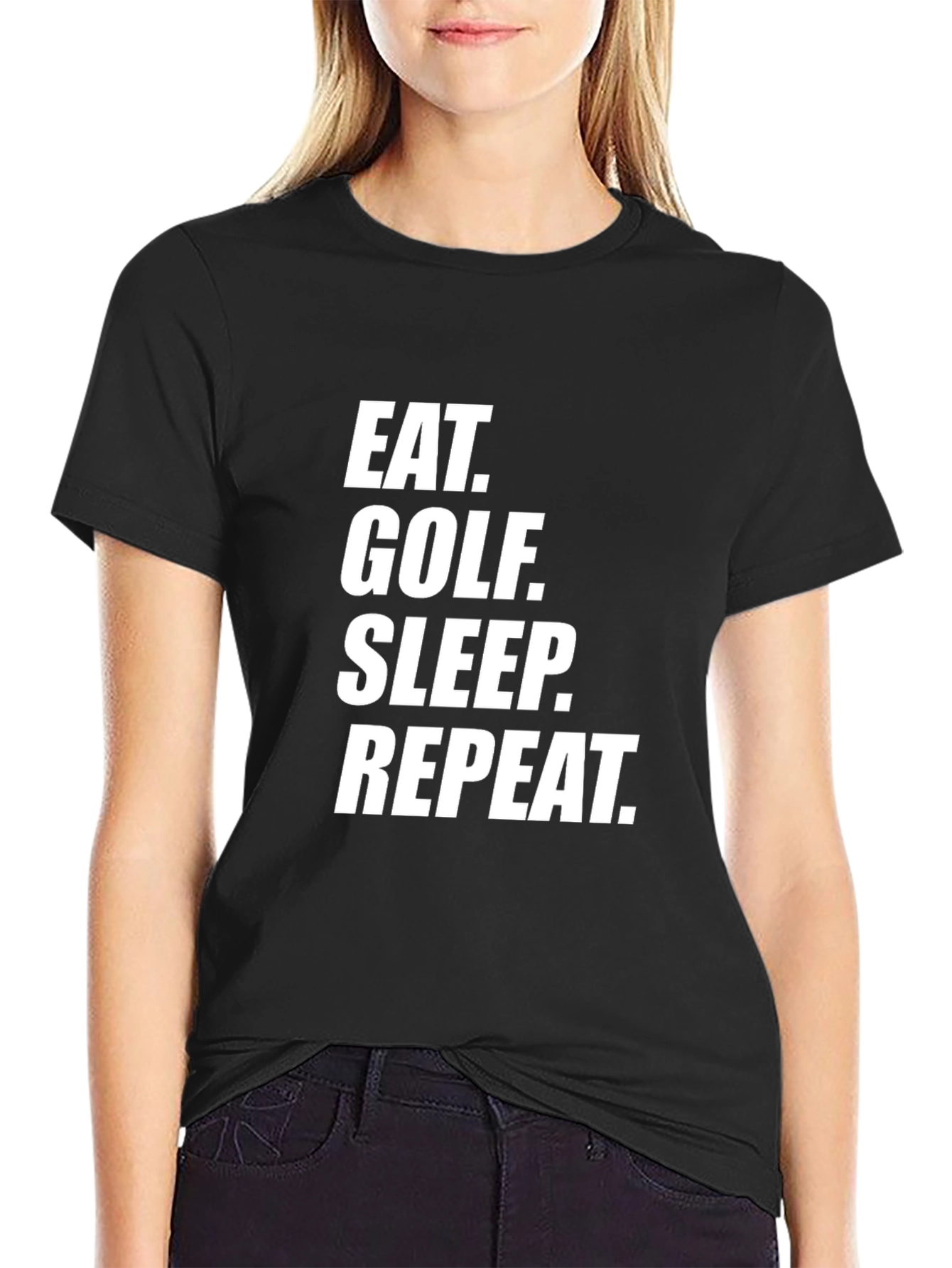 Eat Golf Sleep Repeat Black Graphic T-Shirt