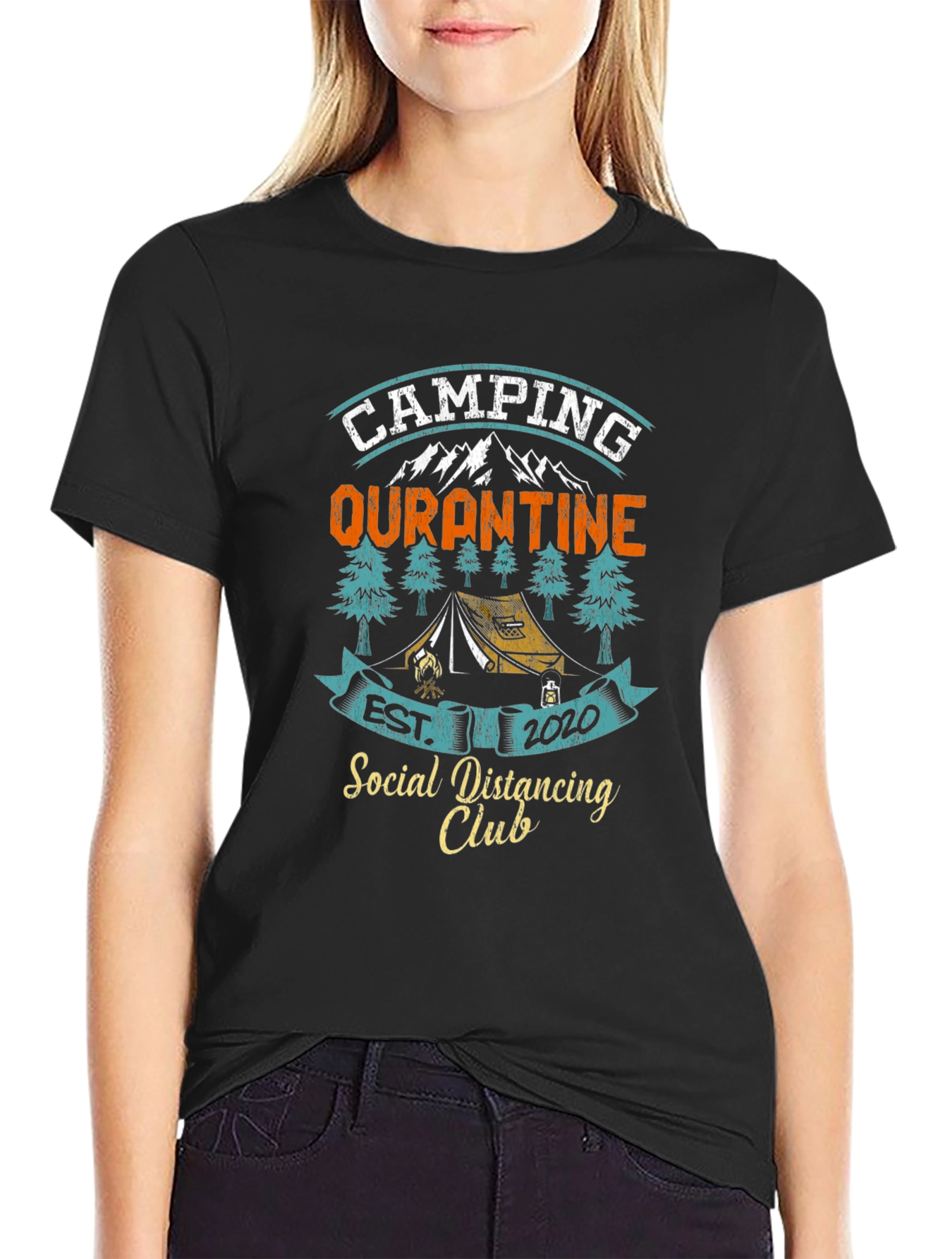Camping Quarantine 2020 Social Distancing Club T-Shirt