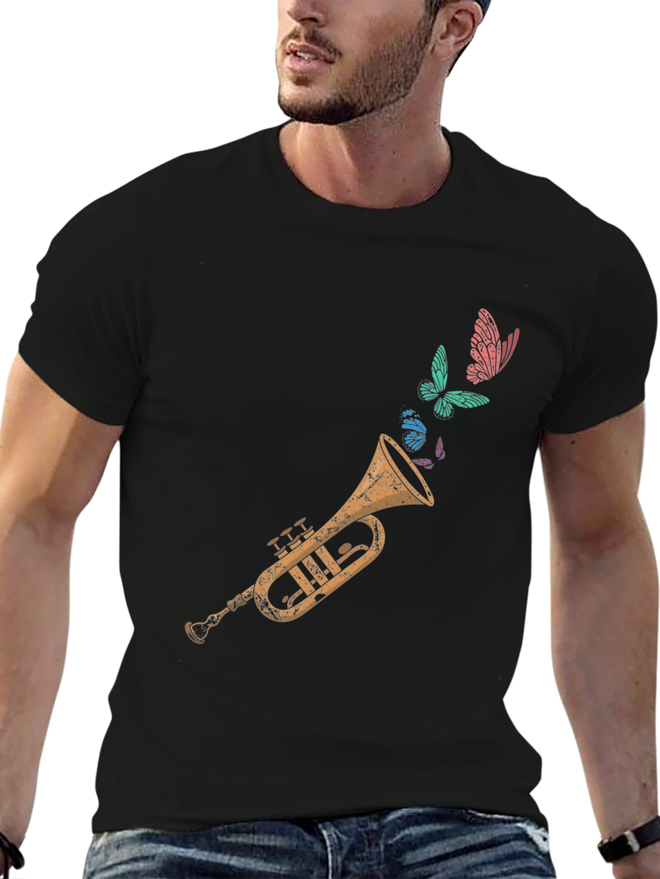 Trumpet and Butterfly Graphic Tee
