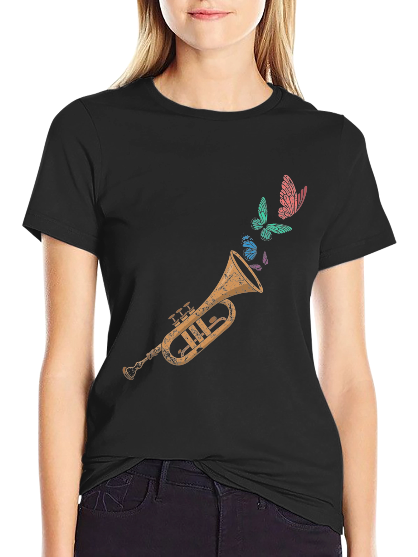 Trumpet and Butterfly Graphic Tee