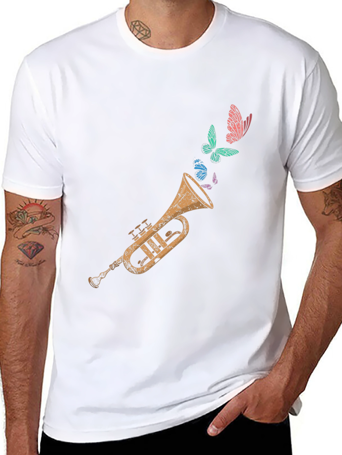 Trumpet and Butterfly Graphic Tee