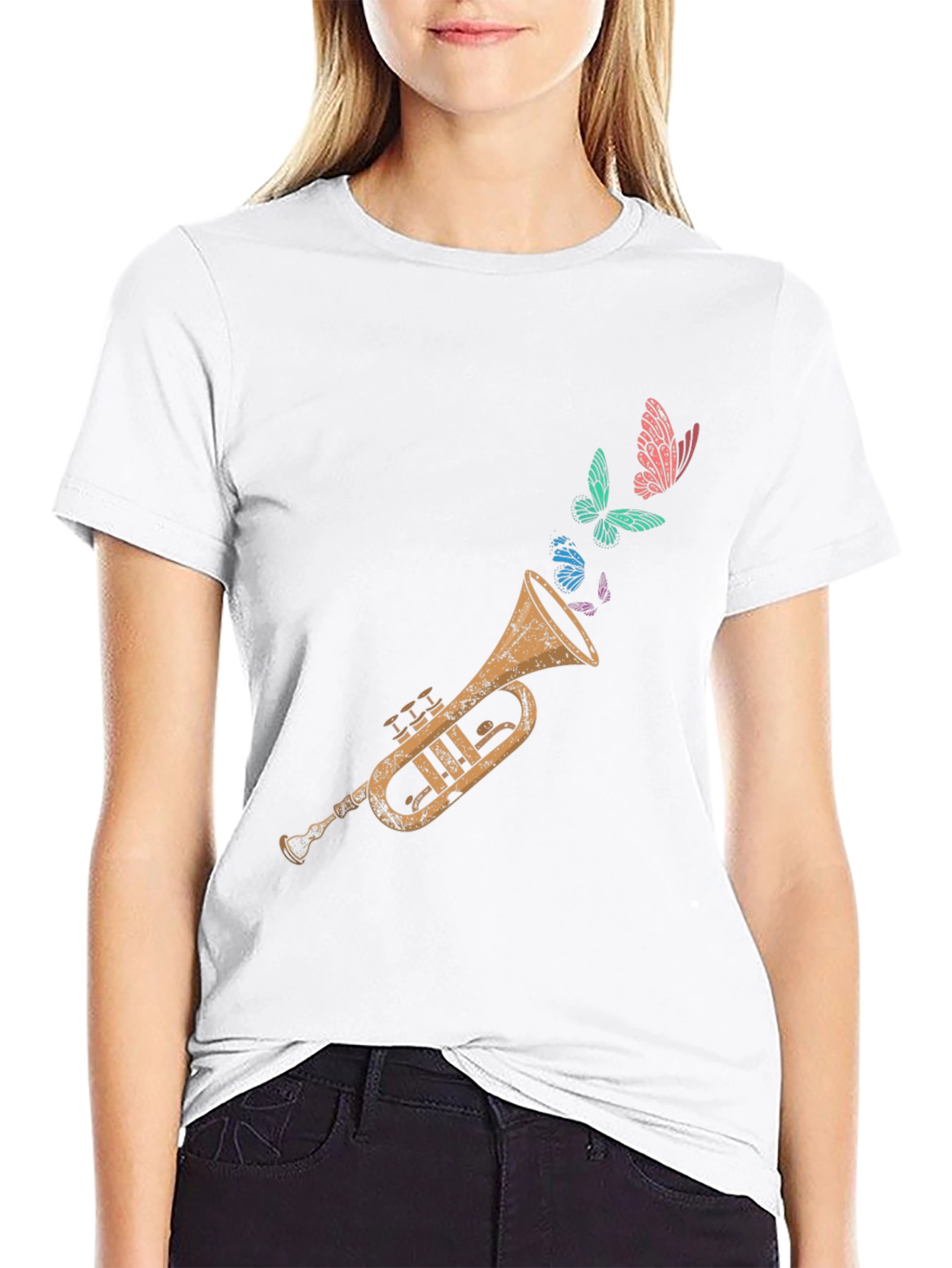 Trumpet and Butterfly Graphic Tee