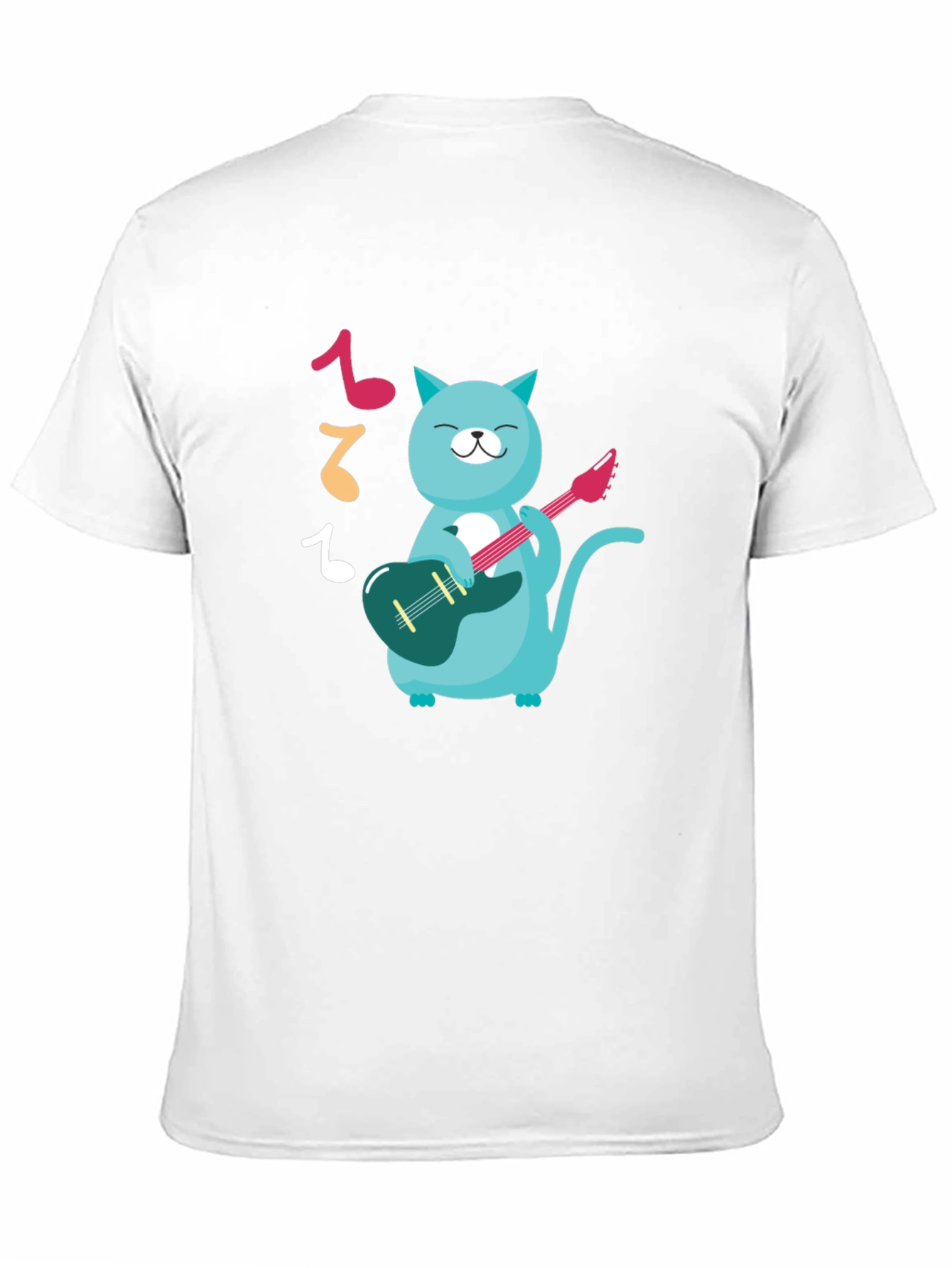 Cat Guitarist Graphic T-Shirt - Black Cotton Tee