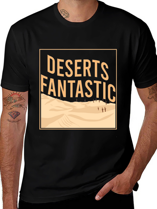 Deserts Fantastic Graphic Tee - Mens Crew Neck Black T-Shirt