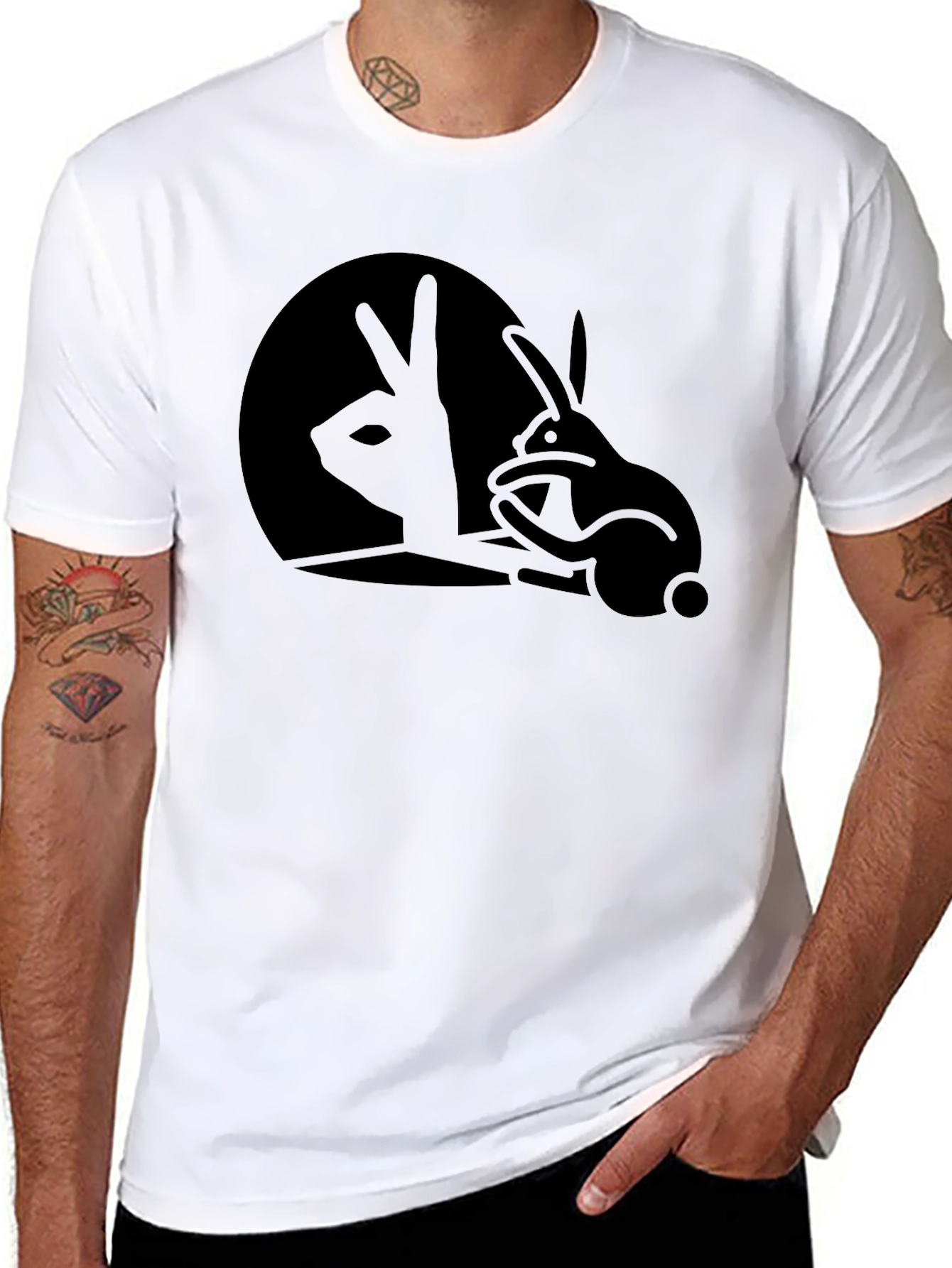 Rabbit Shadow T-Shirt - Black