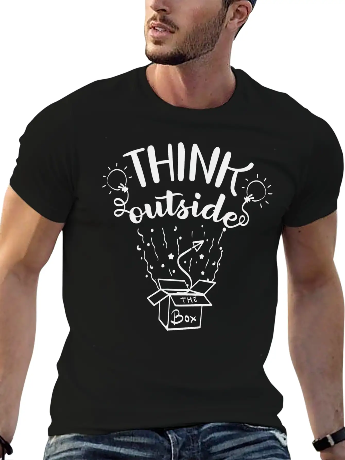 Quote Art Think Outside Unisex Casual T-Shirt – Clean Design For Daily Comfort