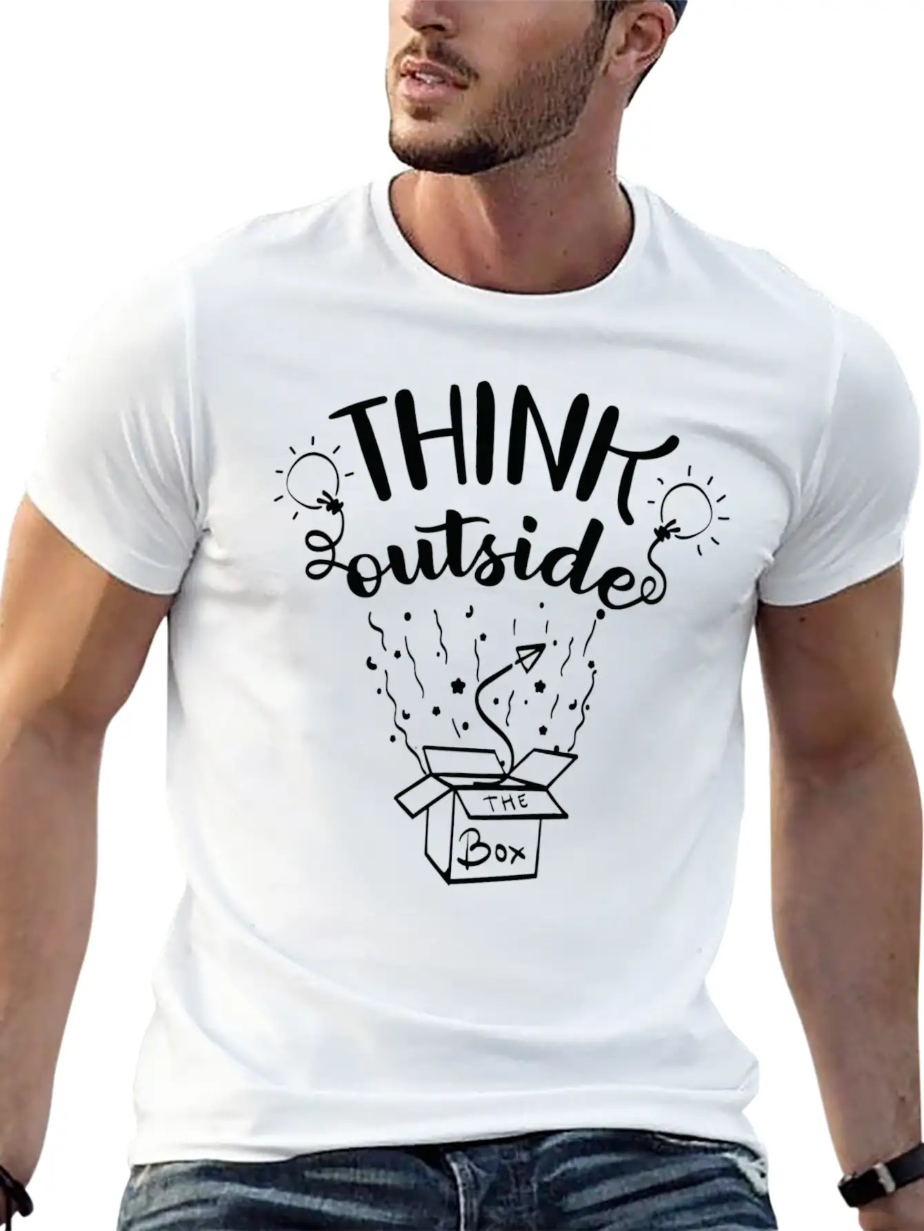Quote Art Think Outside Unisex Casual T-Shirt – Clean Design For Daily Comfort