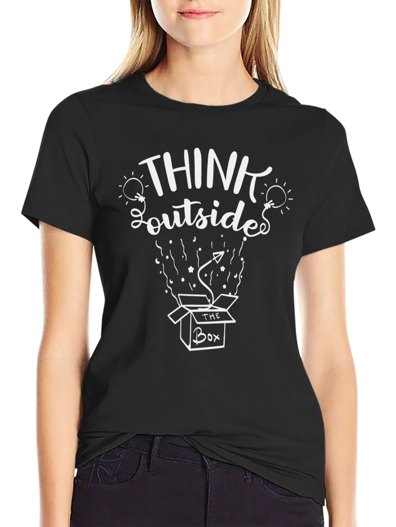 Quote Art Think Outside Unisex Casual T-Shirt – Clean Design For Daily Comfort