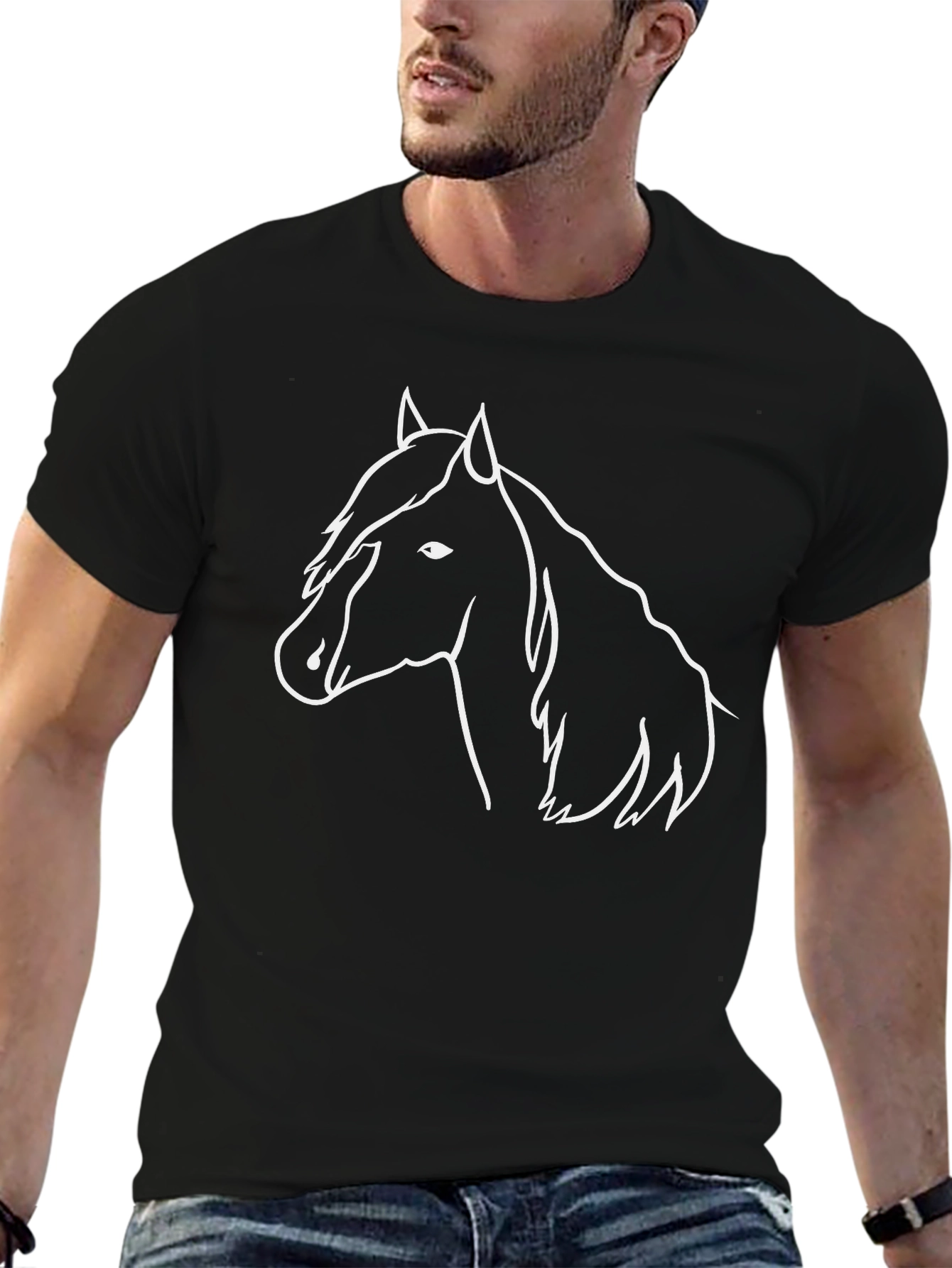 Black Horse Graphic Tee - Stylish Unisex T-Shirt