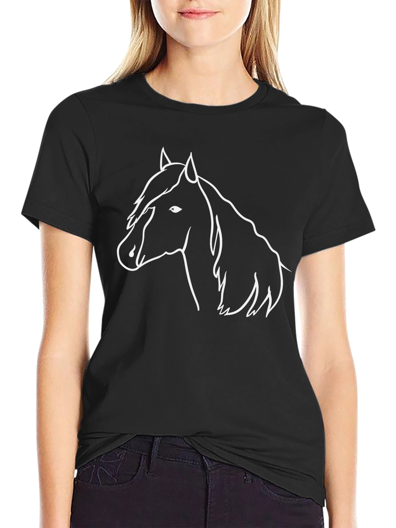 Black Horse Graphic Tee - Stylish Unisex T-Shirt