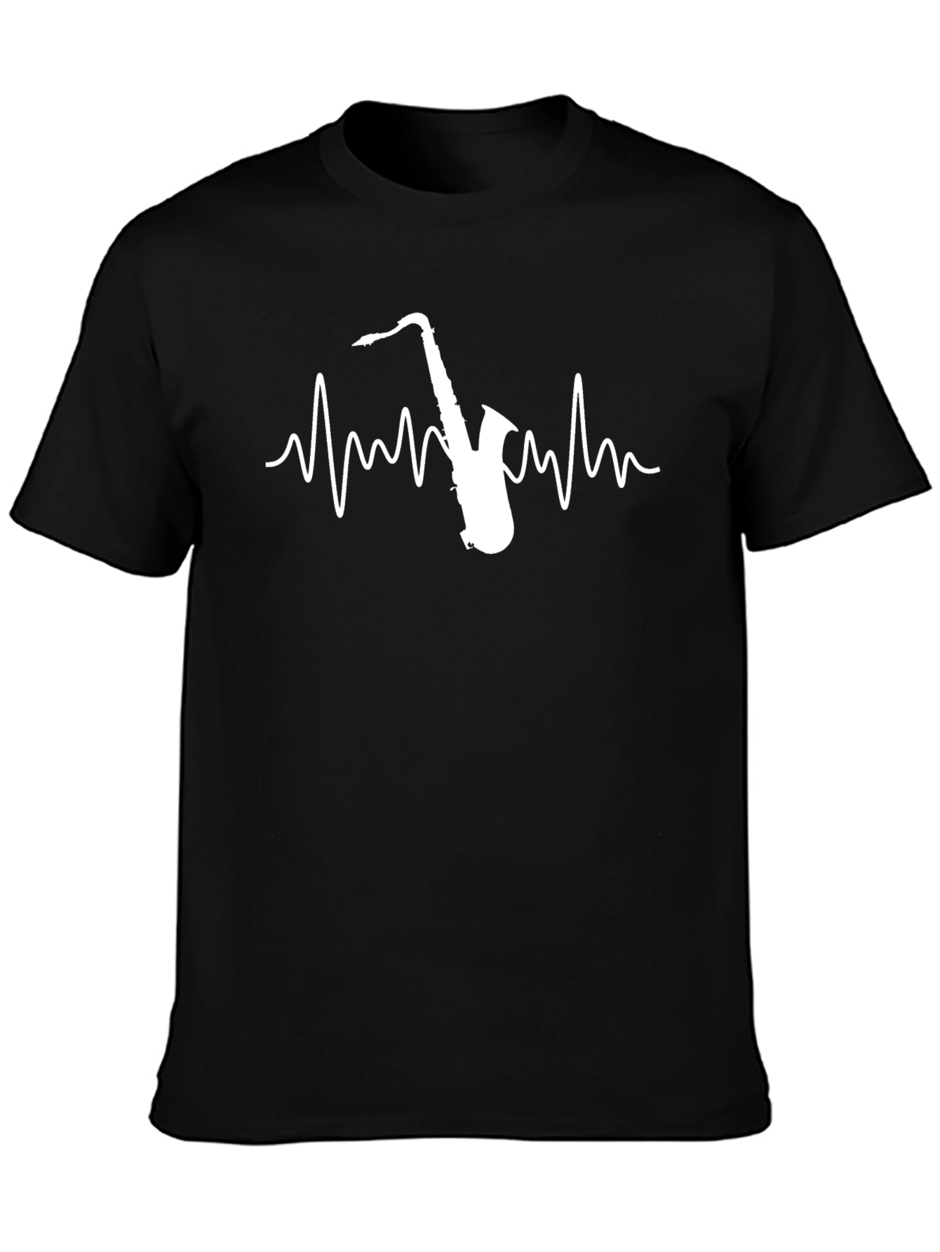 Saxophone Heartbeat Graphic Tee - Black