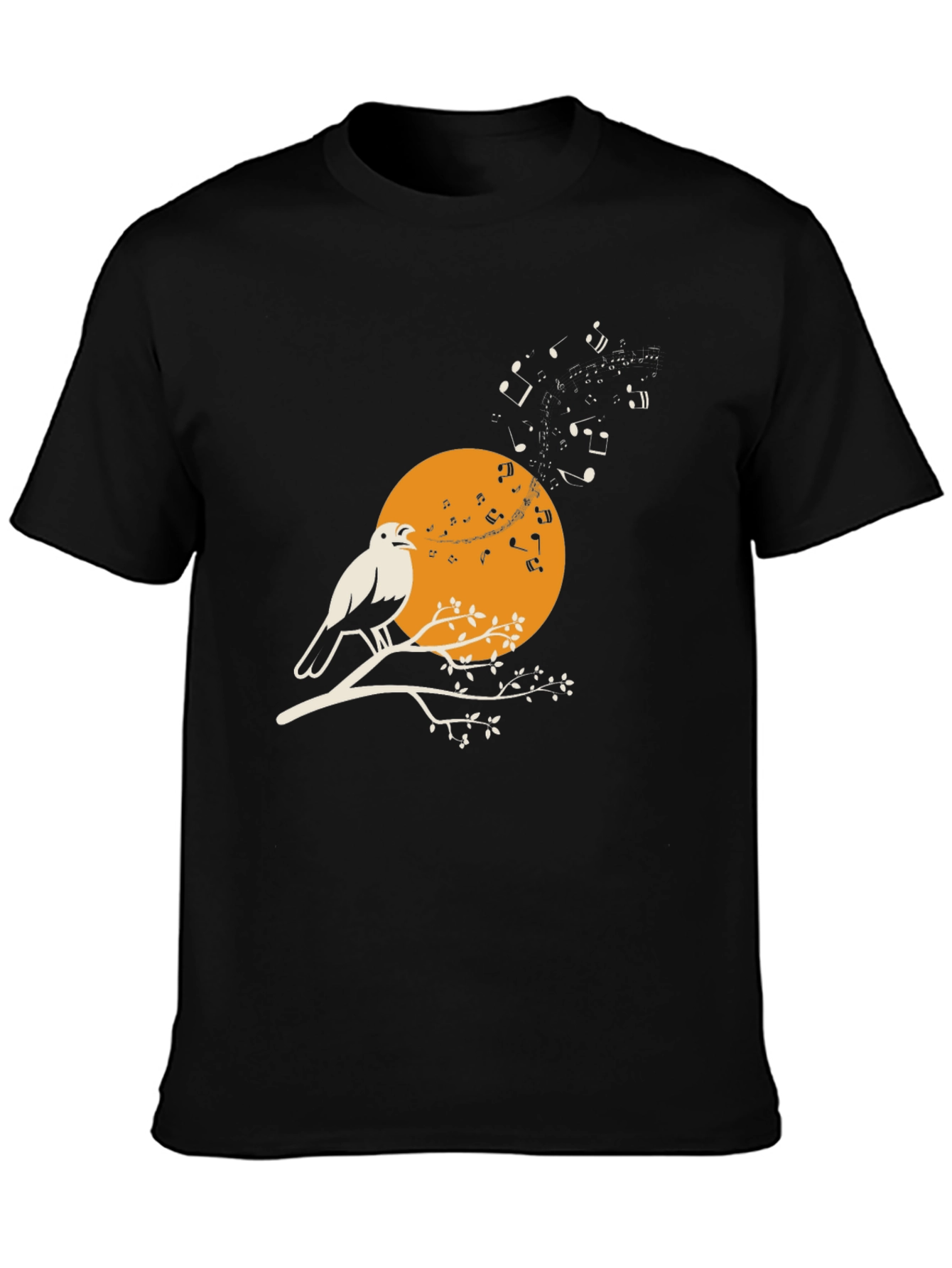 Bird Song T-Shirt - Musical Bird on Branch