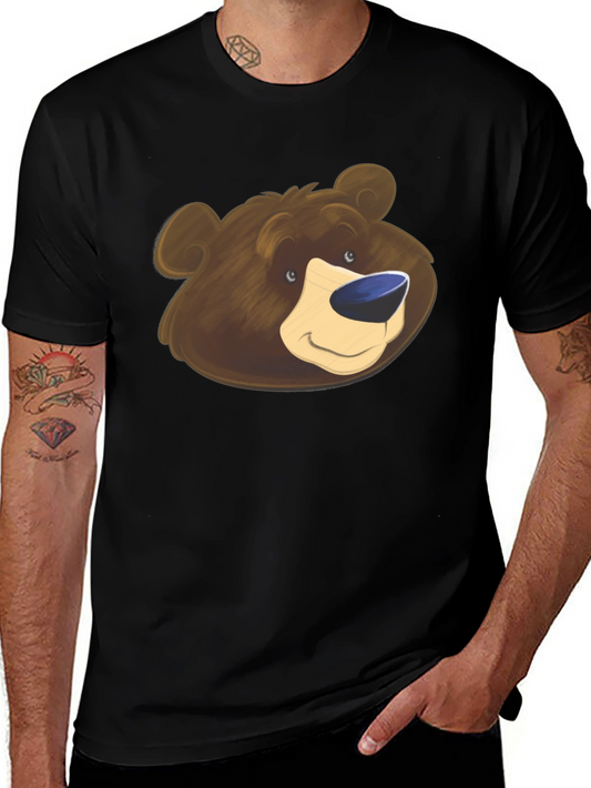 Bear Graphic Black T-Shirt - Cartoon Animal Tee