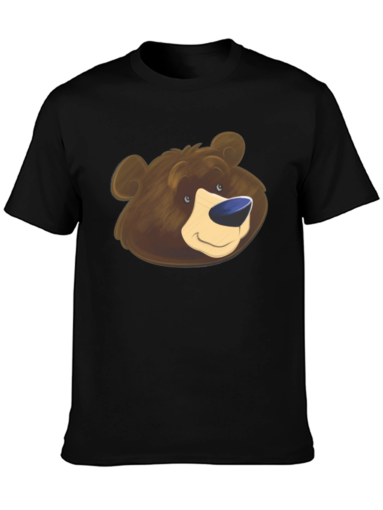 Bear Graphic Black T-Shirt - Cartoon Animal Tee