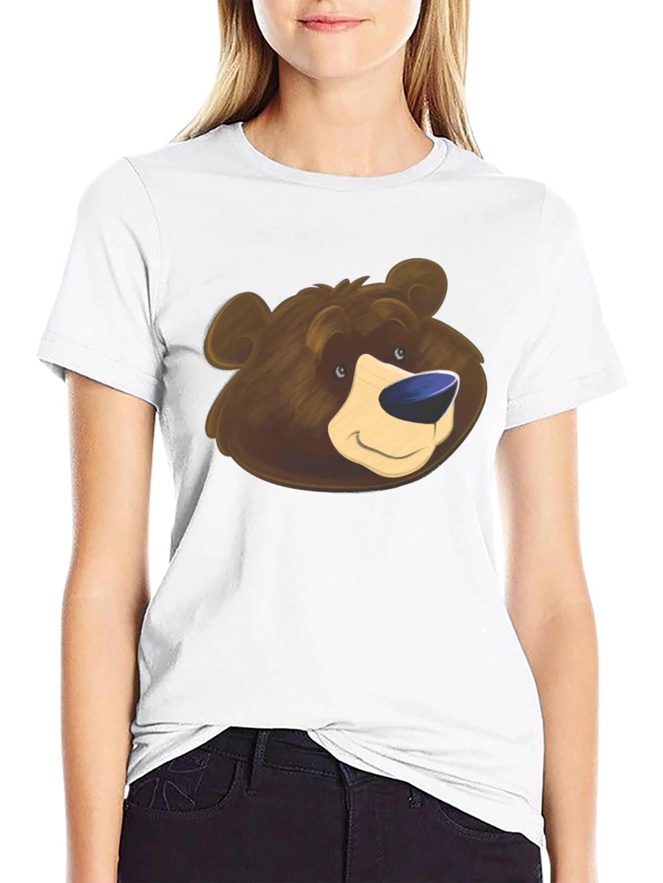 Bear Graphic Black T-Shirt - Cartoon Animal Tee