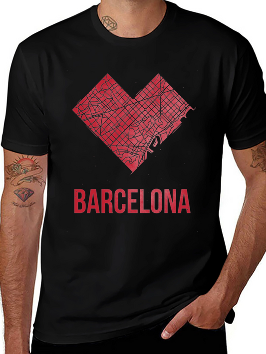 Barcelona Heart Map Graphic T-Shirt - Stylish City Pride