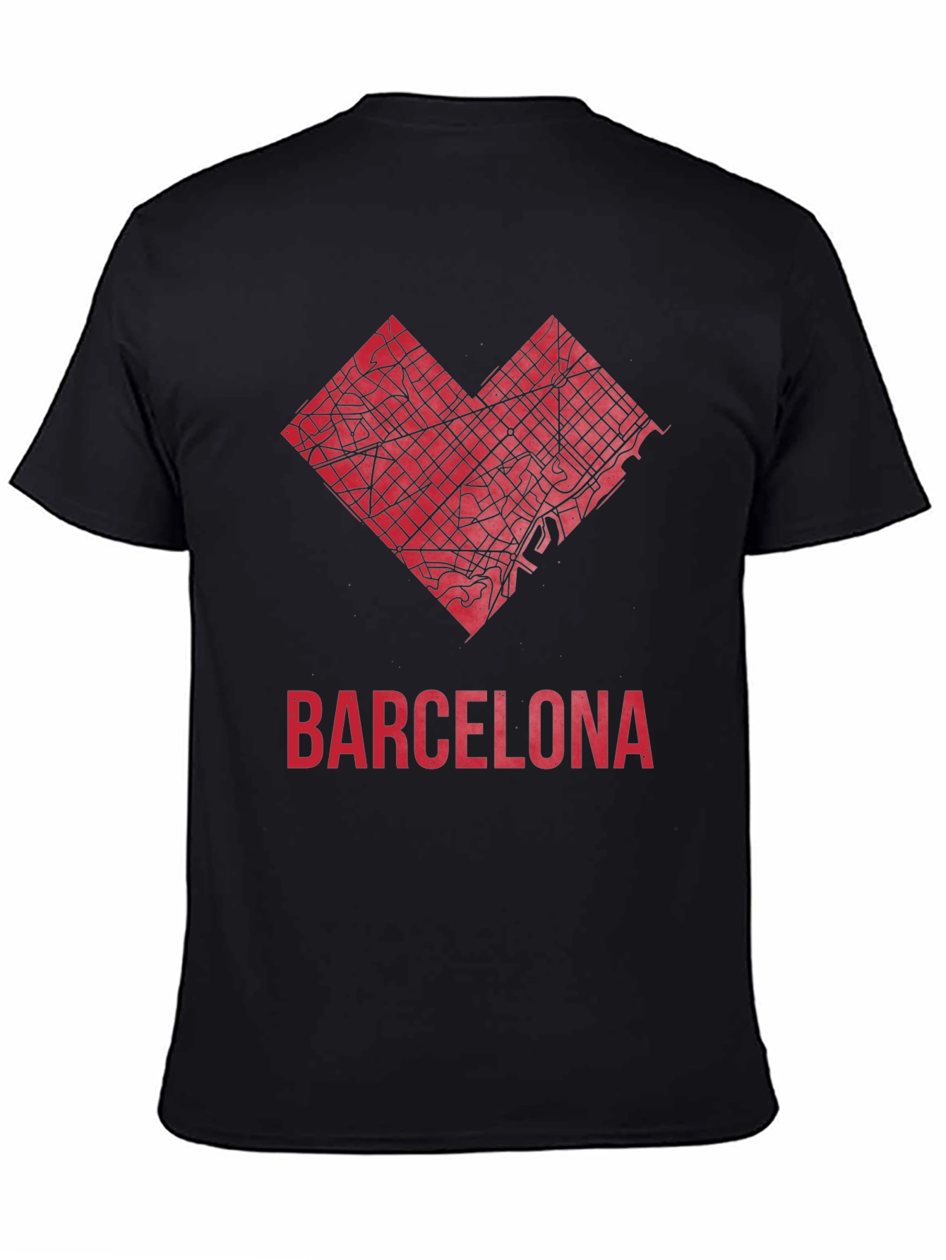 Barcelona Heart Map Graphic T-Shirt - Stylish City Pride