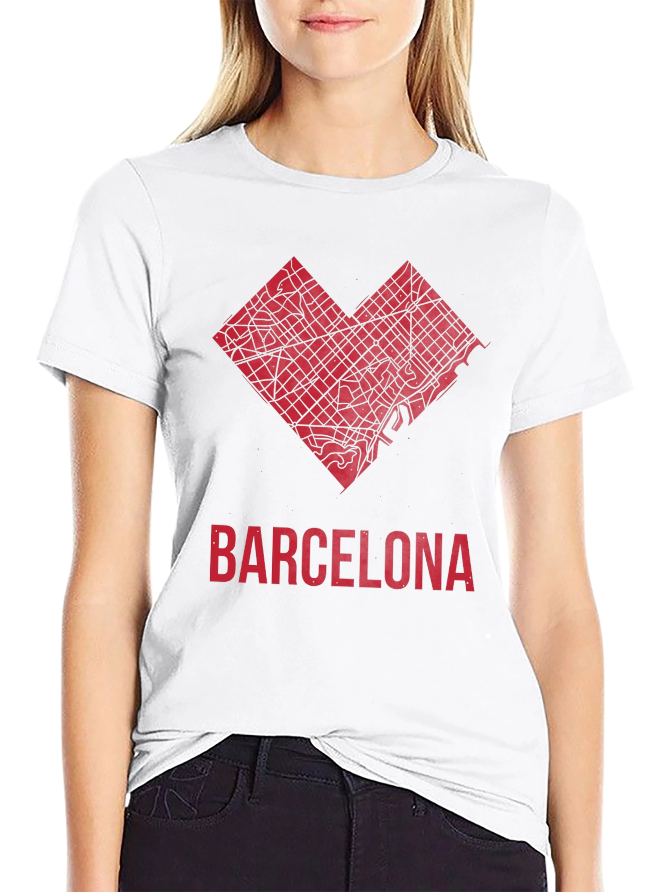 Barcelona Heart Map Graphic T-Shirt - Stylish City Pride