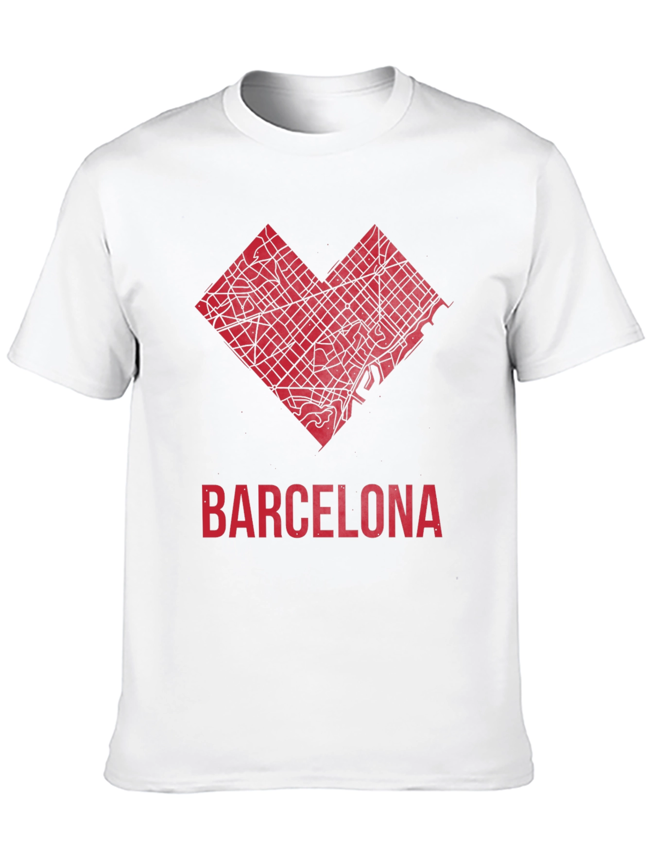 Barcelona Heart Map Graphic T-Shirt - Stylish City Pride