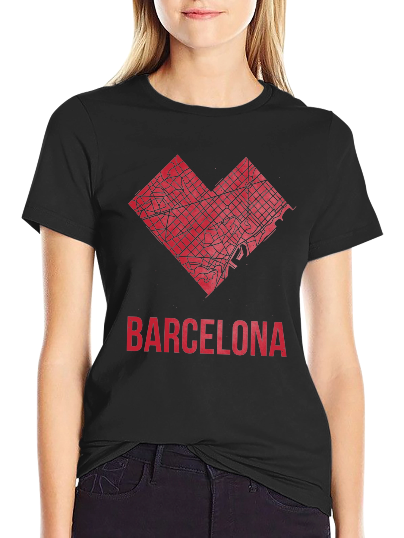 Barcelona Heart Map Graphic T-Shirt - Stylish City Pride