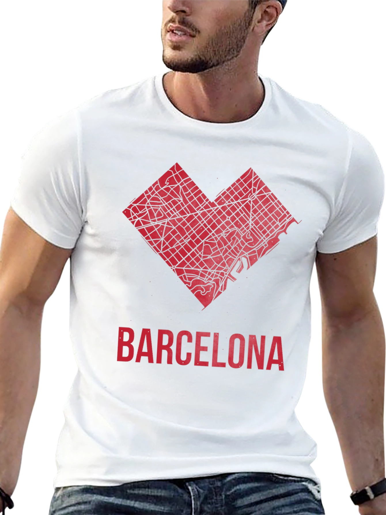 Barcelona Heart Map Graphic T-Shirt - Stylish City Pride