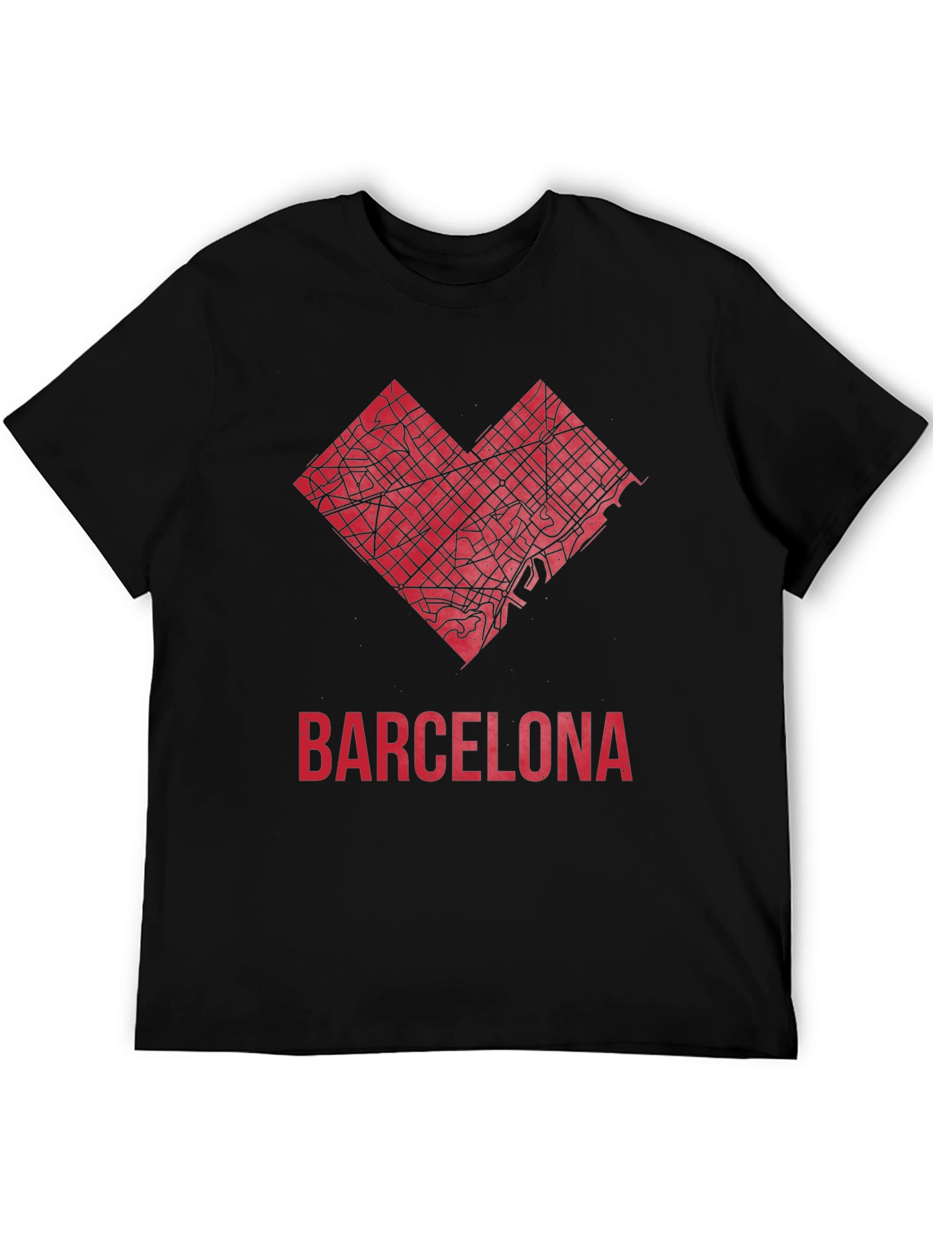 Barcelona Heart Map Graphic T-Shirt - Stylish City Pride