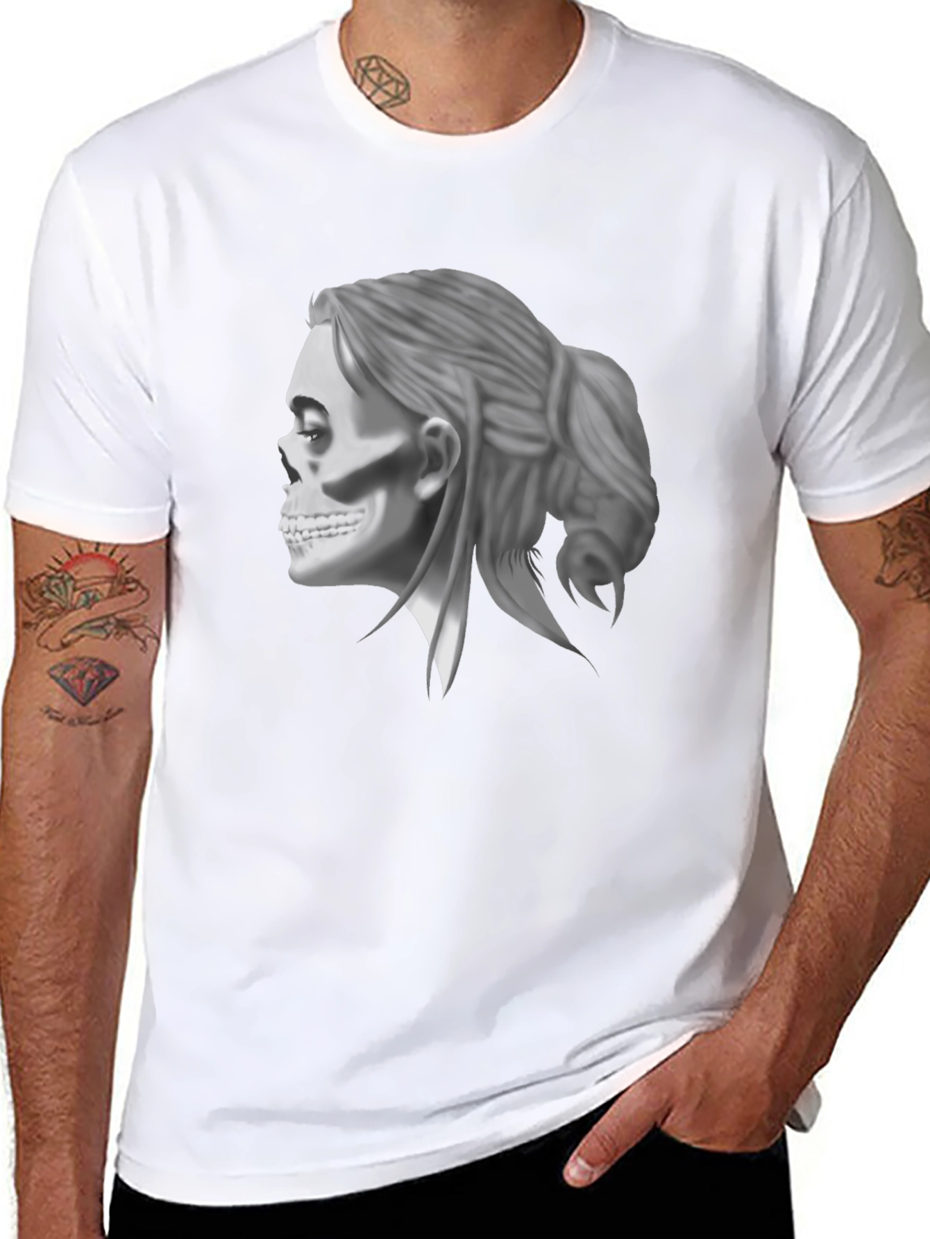 Skull Woman Graphic Tee - Cool Casual Style