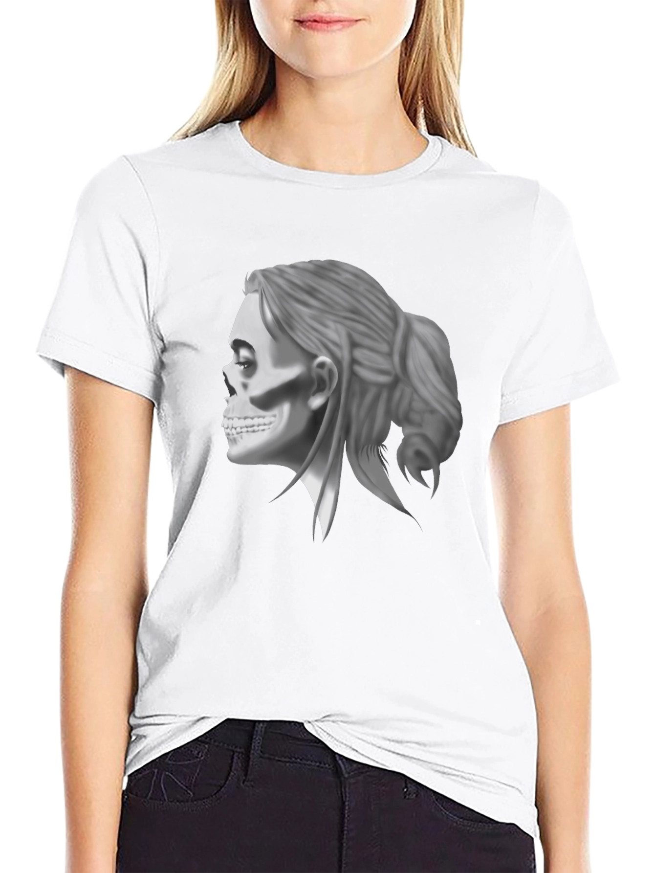 Skull Woman Graphic Tee - Cool Casual Style