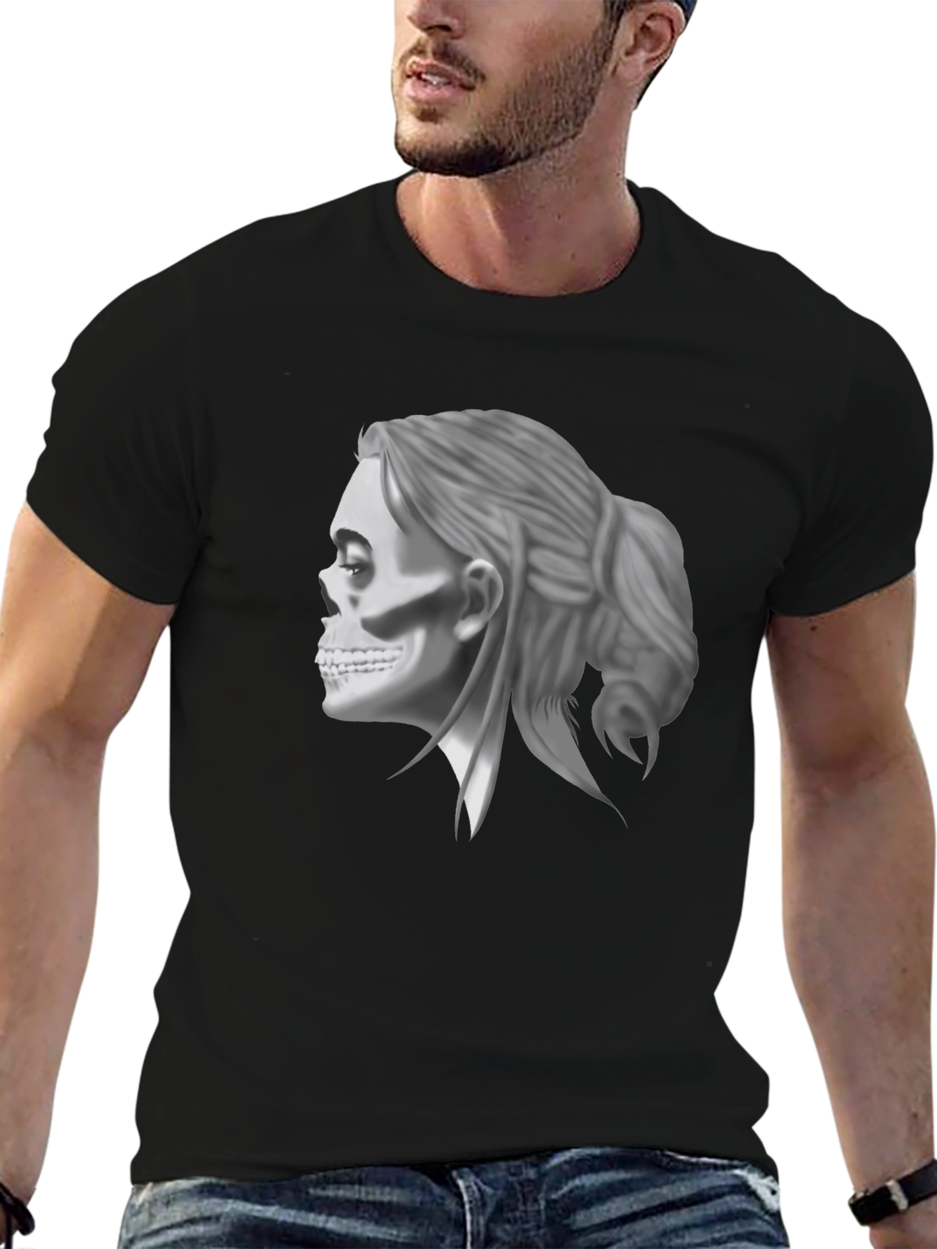 Skull Woman Graphic Tee - Cool Casual Style